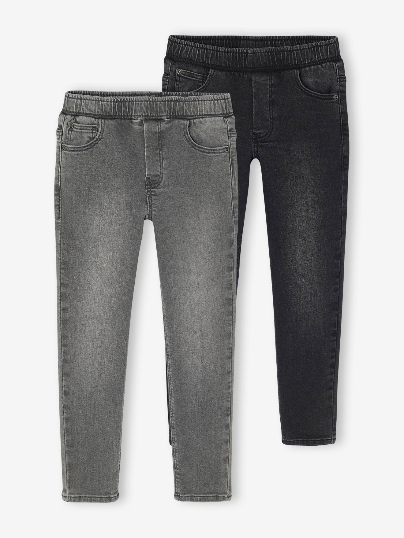 2er-Pack Jungen Slim-Jeans mit verstellbarem Dehnbund BASIC er denim