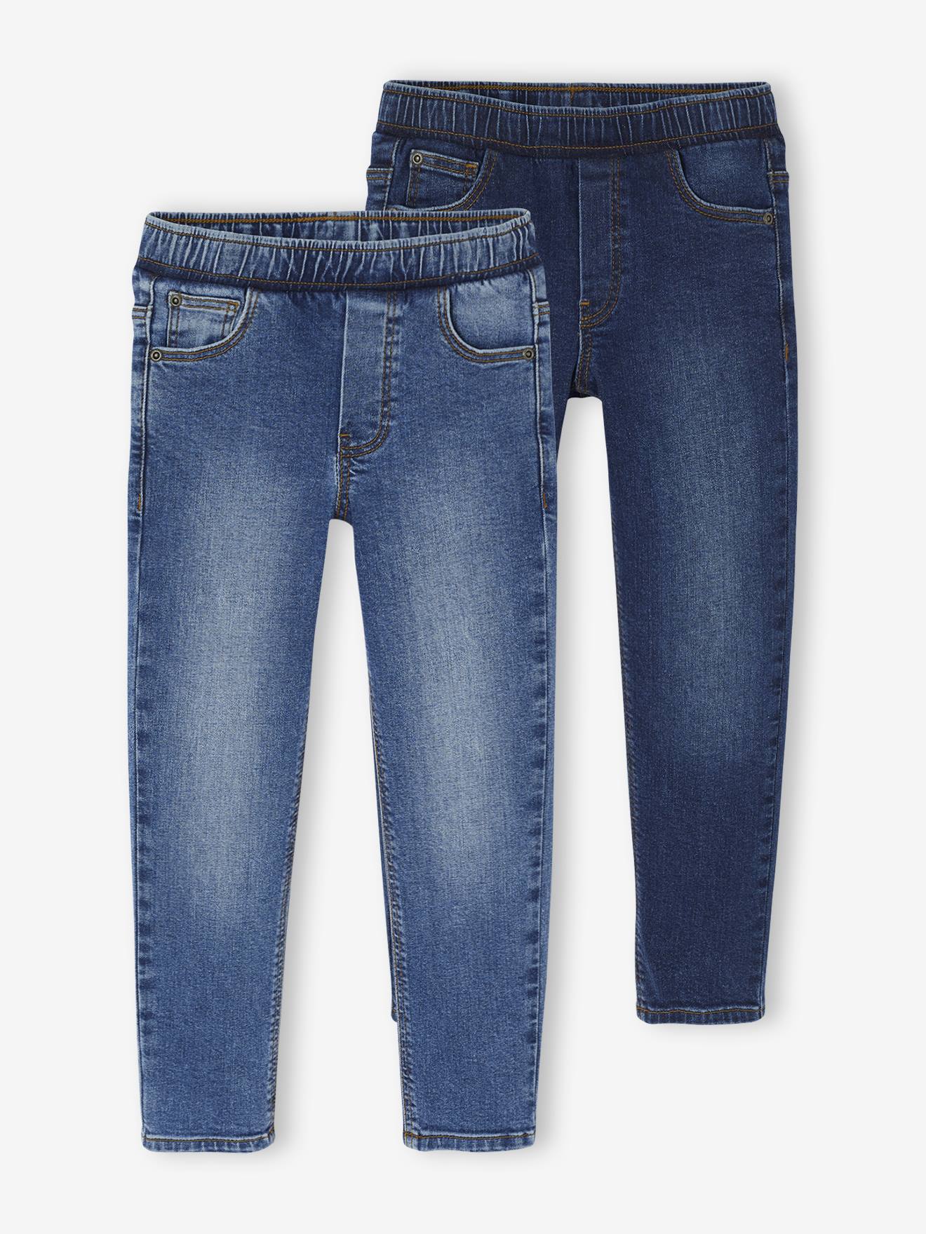 2er-Pack Jungen Slim-Jeans mit verstellbarem Dehnbund BASIC