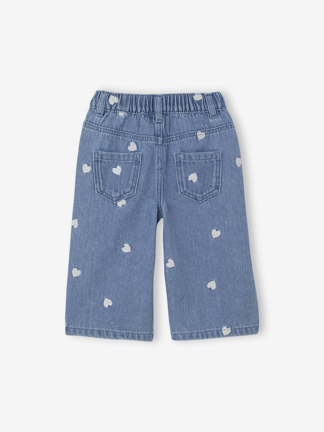 Thumbnail - Weite Baby Jeans mit Herzstickereien