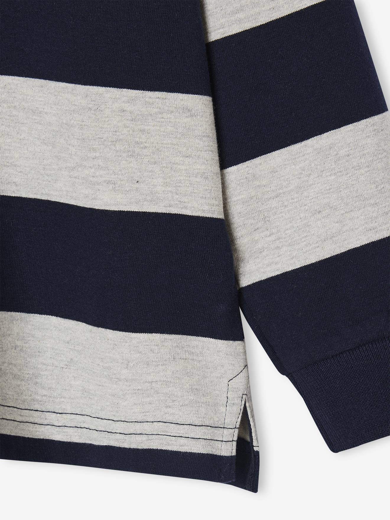 Thumbnail - Gestreiftes Jungen Poloshirt mit Kontrast-Kragen