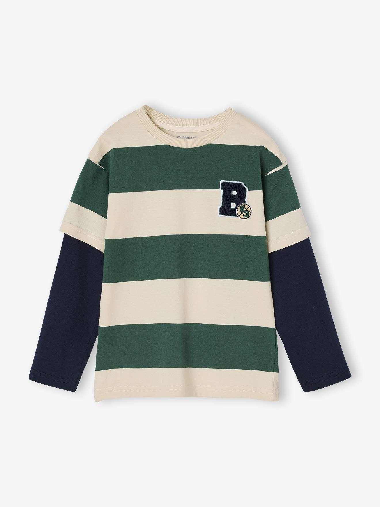 Thumbnail - Jungen Streifenshirt im Lagenlook mit Recycling-Baumwolle