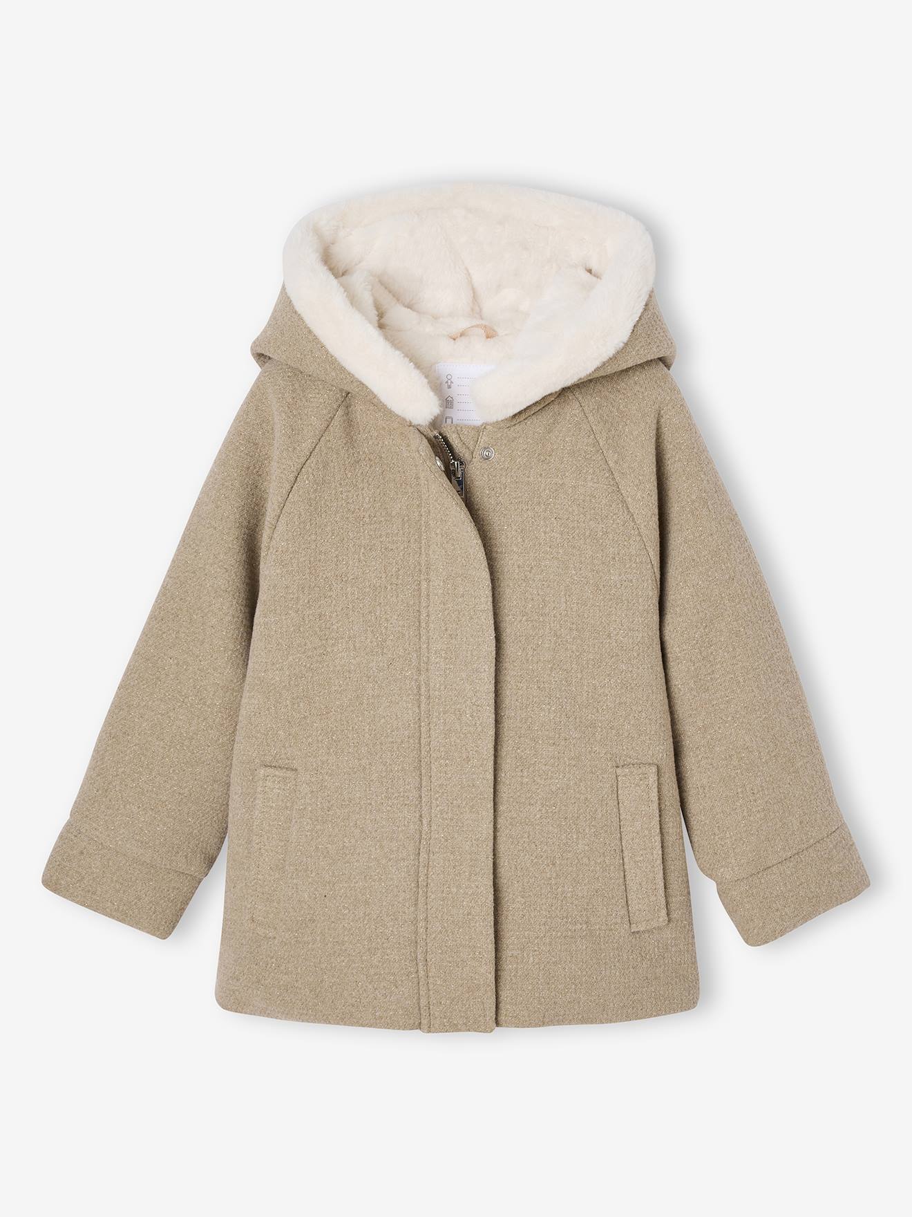 Mädchen Wintermantel mit Kapuze und Schleife