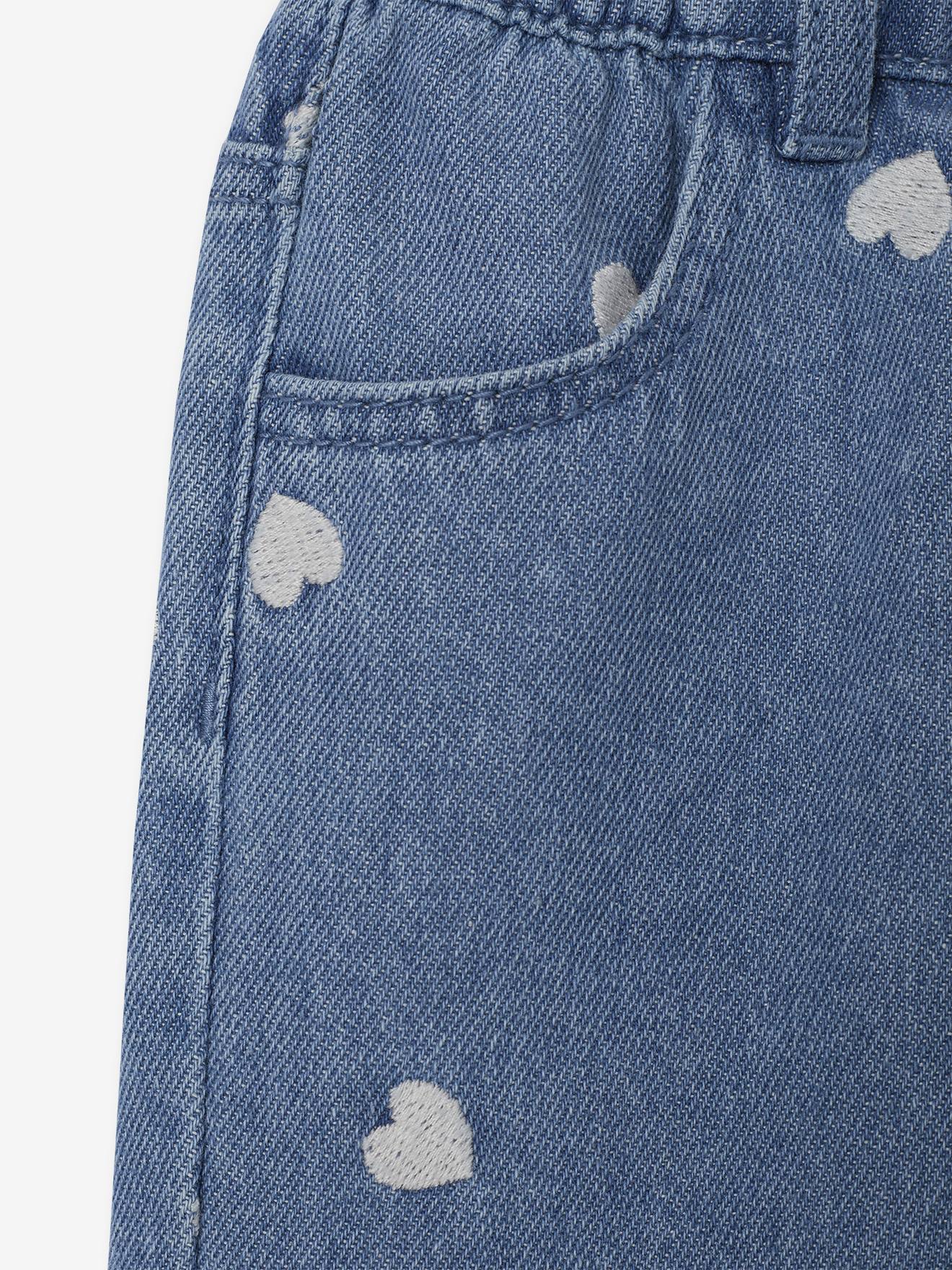 Thumbnail - Weite Baby Jeans mit Herzstickereien