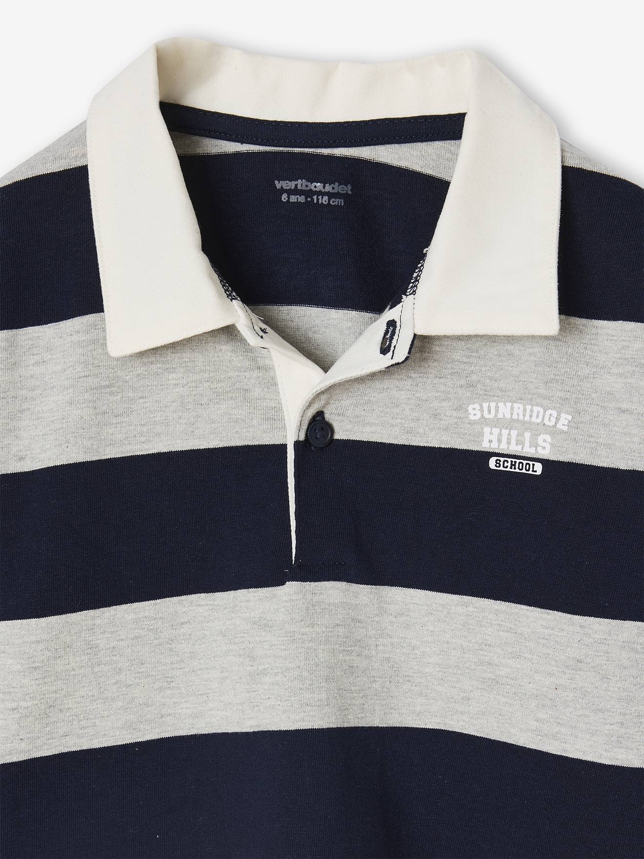 Thumbnail - Gestreiftes Jungen Poloshirt mit Kontrast-Kragen