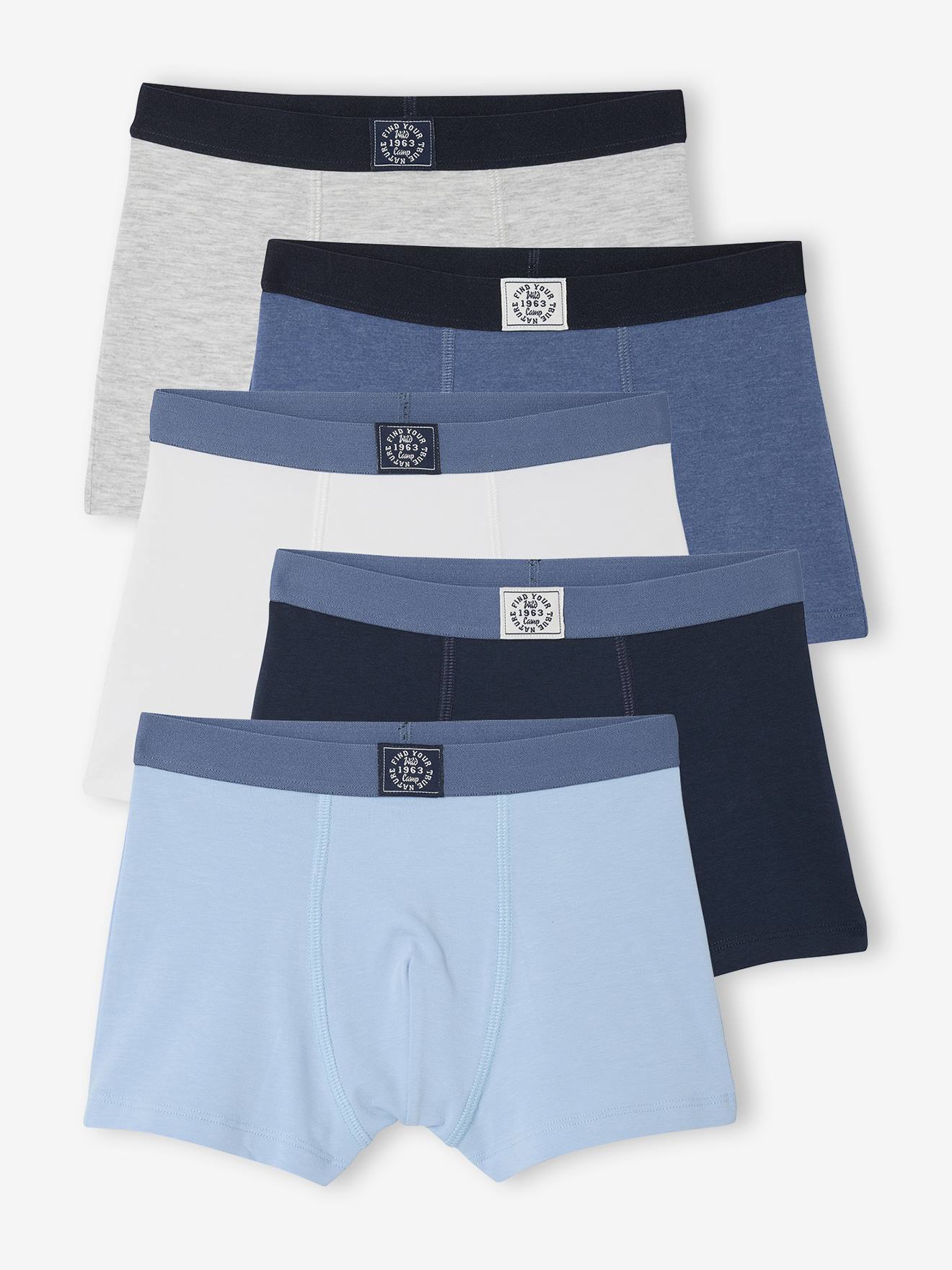5er-Pack Jungen Boxershorts BASIC blau Gr. 116 von vertbaudet