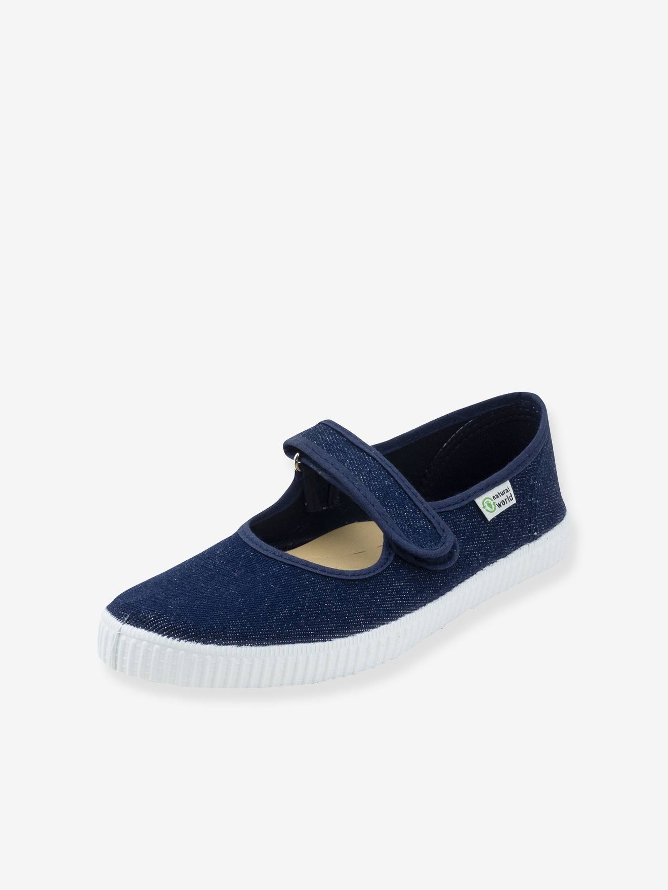 Mädchen Canvas-Ballerinas Mercedes mit Klett NATURAL WORLD blau Gr. 28
