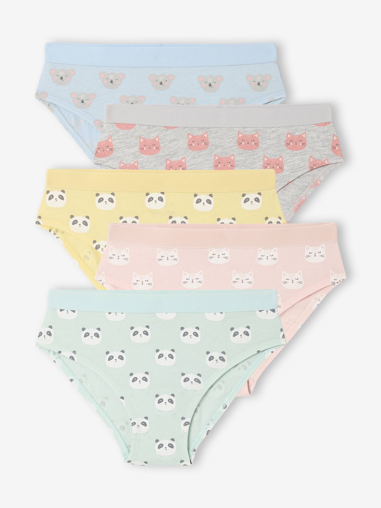 5er-Pack Mädchen Slips Tiermotive