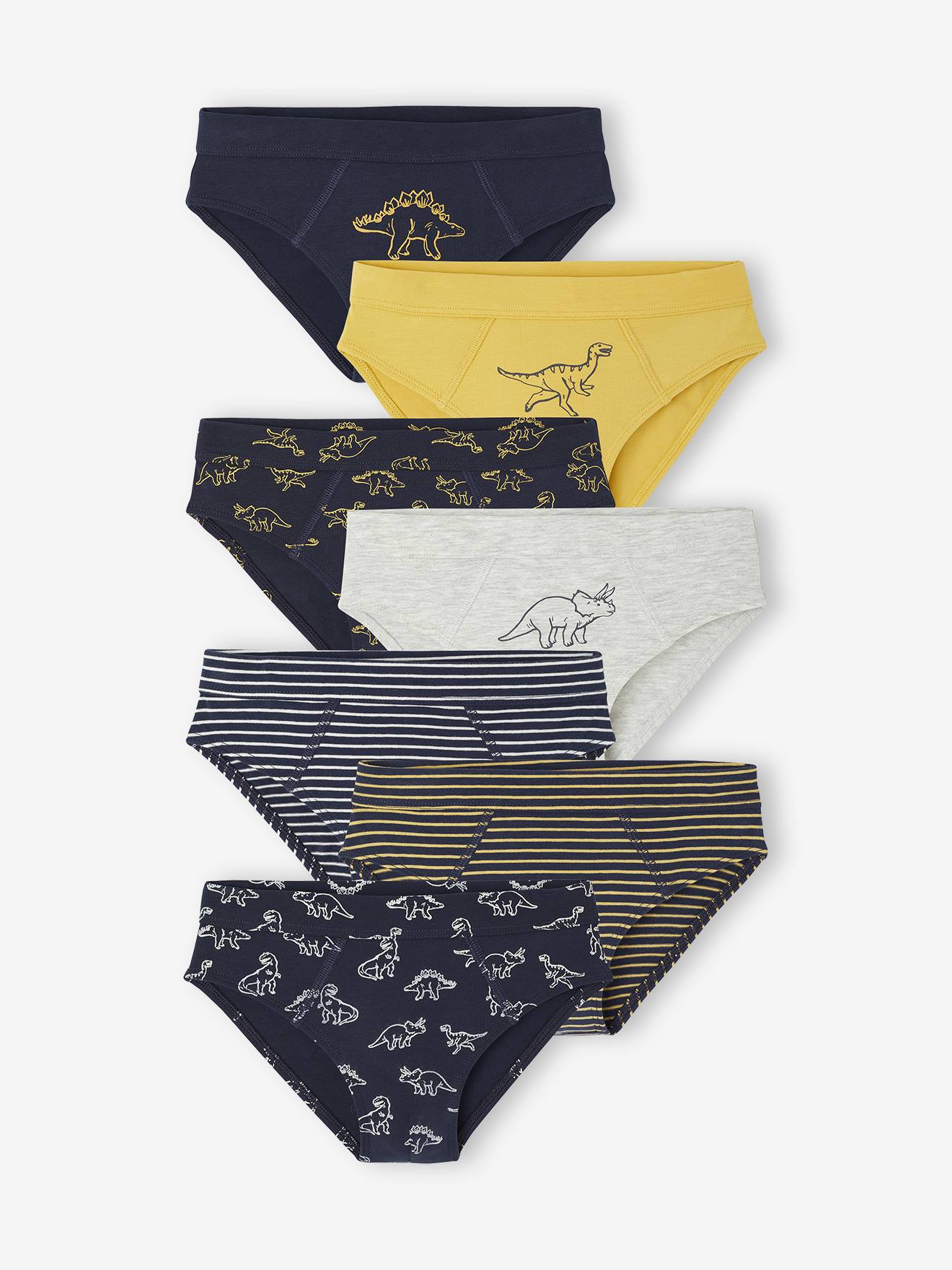 7er-Pack Slips DINO aus Bio-Baumwolle, Jungen blau Gr. 140 von vertbaudet