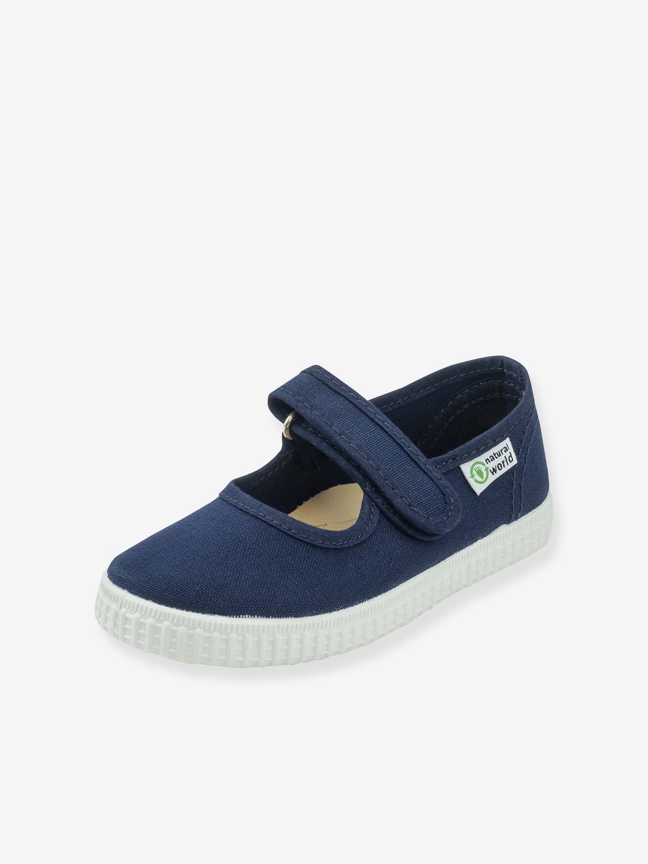 Mädchen Canvas-Ballerinas Mercedes mit Klett NATURAL WORLD blau Gr. 28