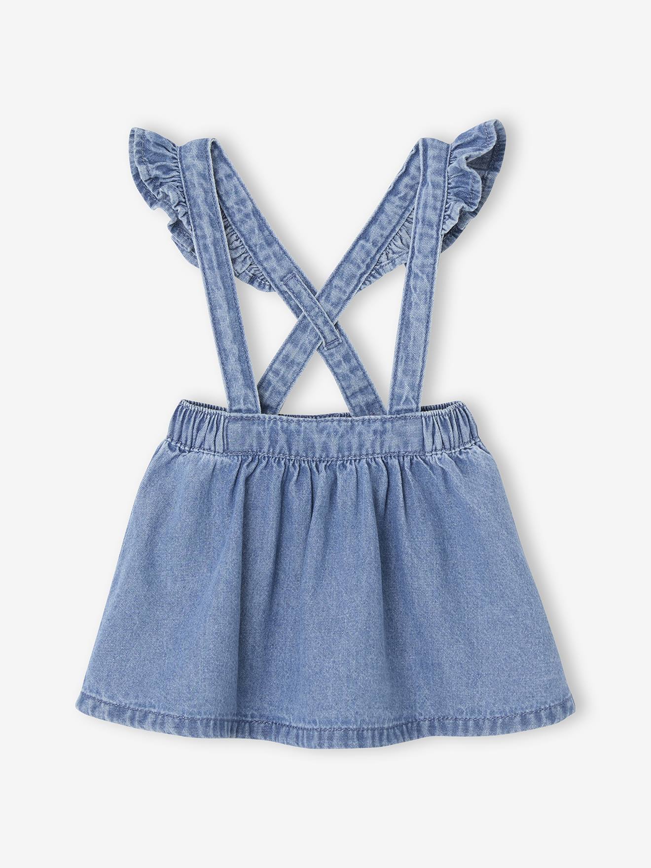 Jeansrock mit verstellbaren Träger und Volants Mädchen