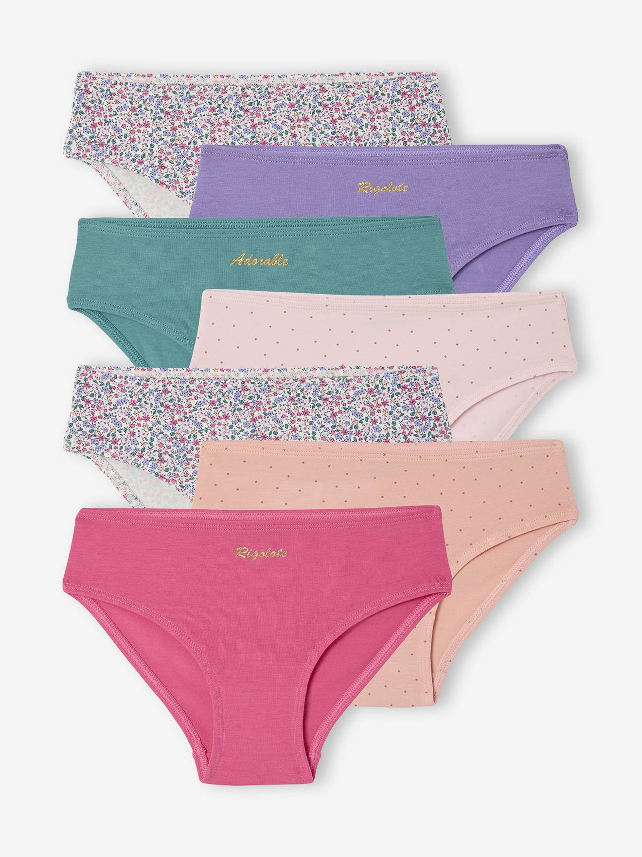 7er-Pack Mädchen Slips mit enen Schriftzügen