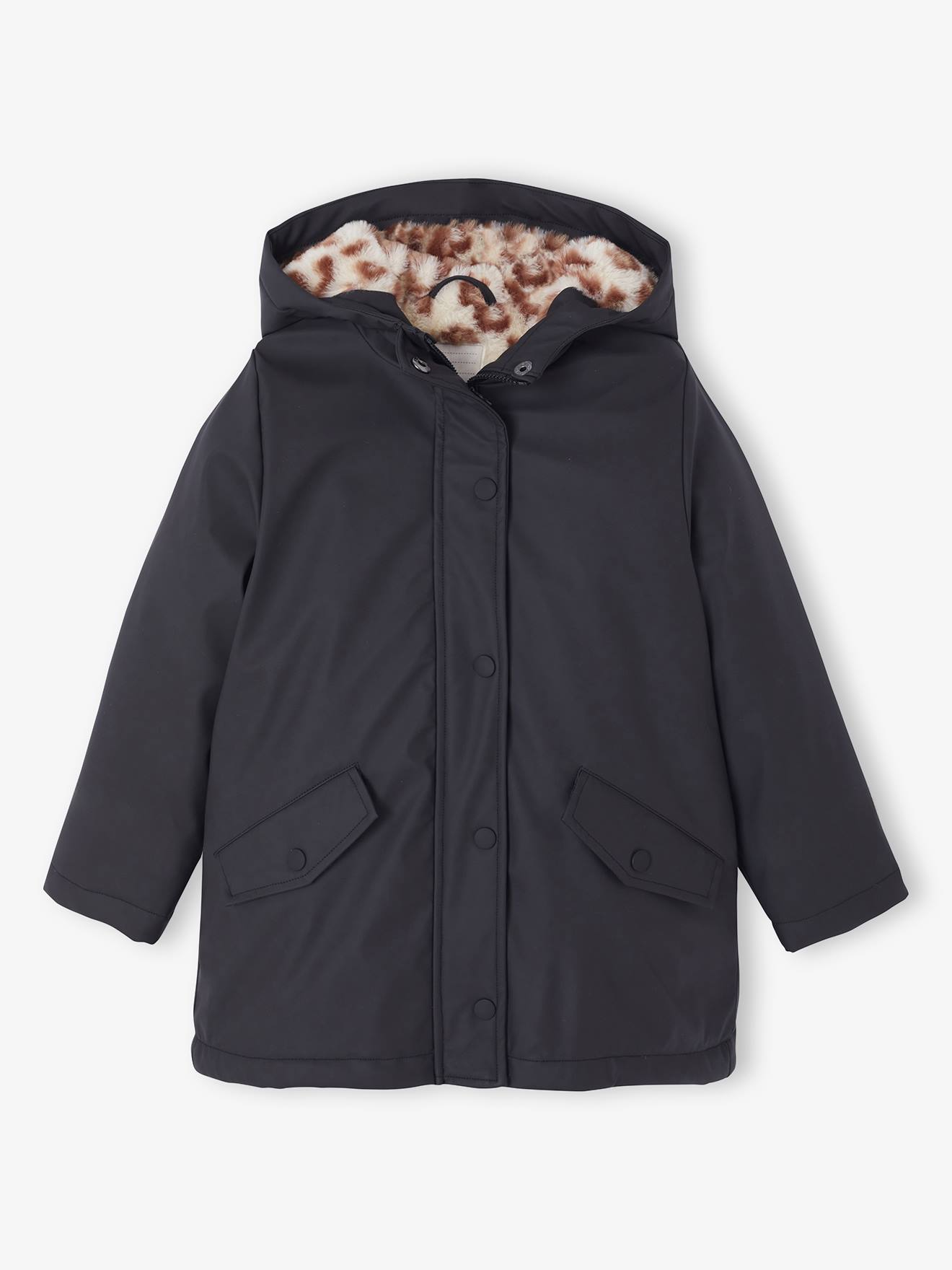 Mädchen Regenjacke mit Kapuze & Teddyfleece-Futter grau Gr. 122 von vertbaudet