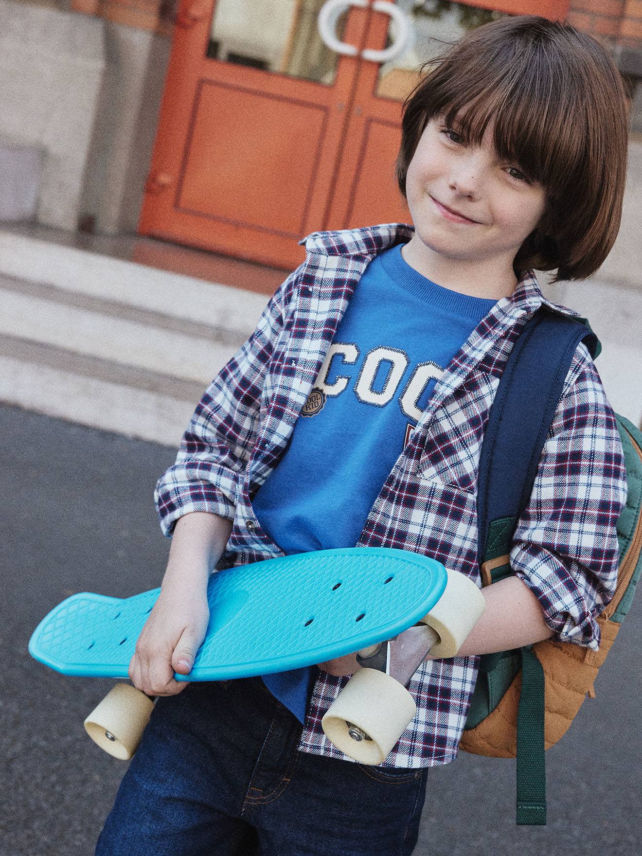 Jungen Holzfällerhemd mit Print hinten blau Gr. 86 von vertbaudet
