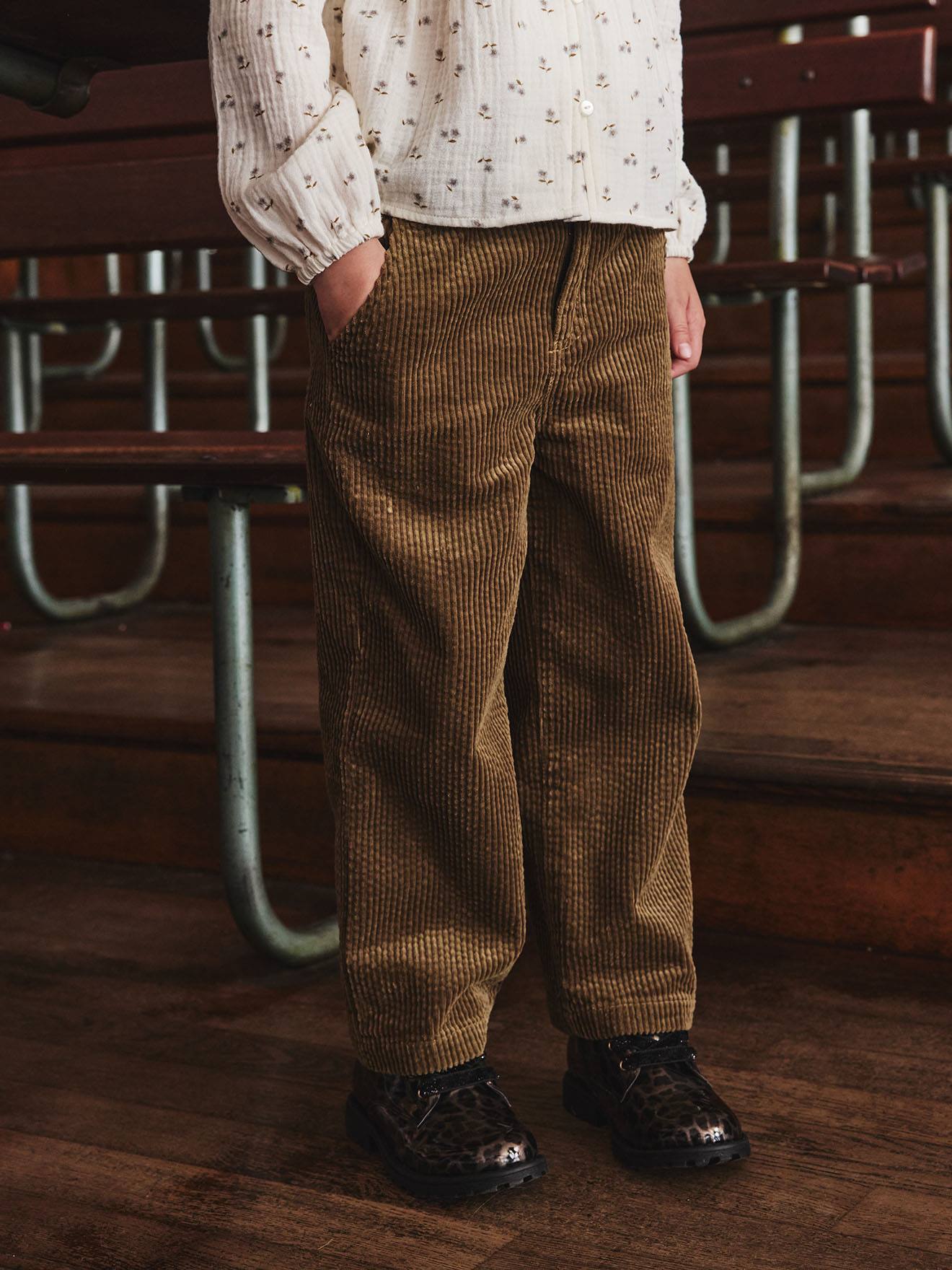 Thumbnail - Weite Mädchen Cordhose mit Paperbag-Bund