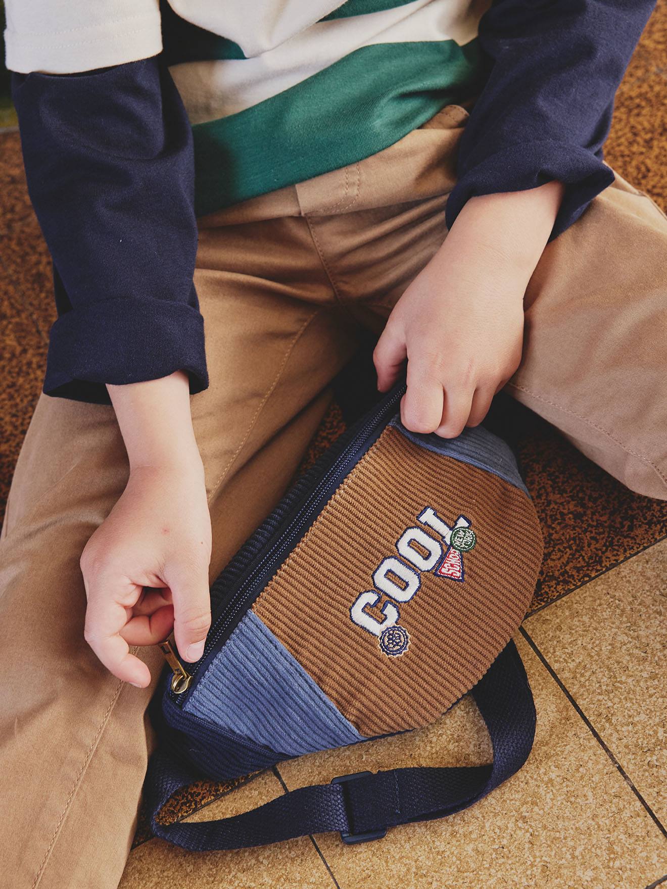 Vertbaudet Kinder Bauchtasche Cool School Nachtblau Einheitsgröße