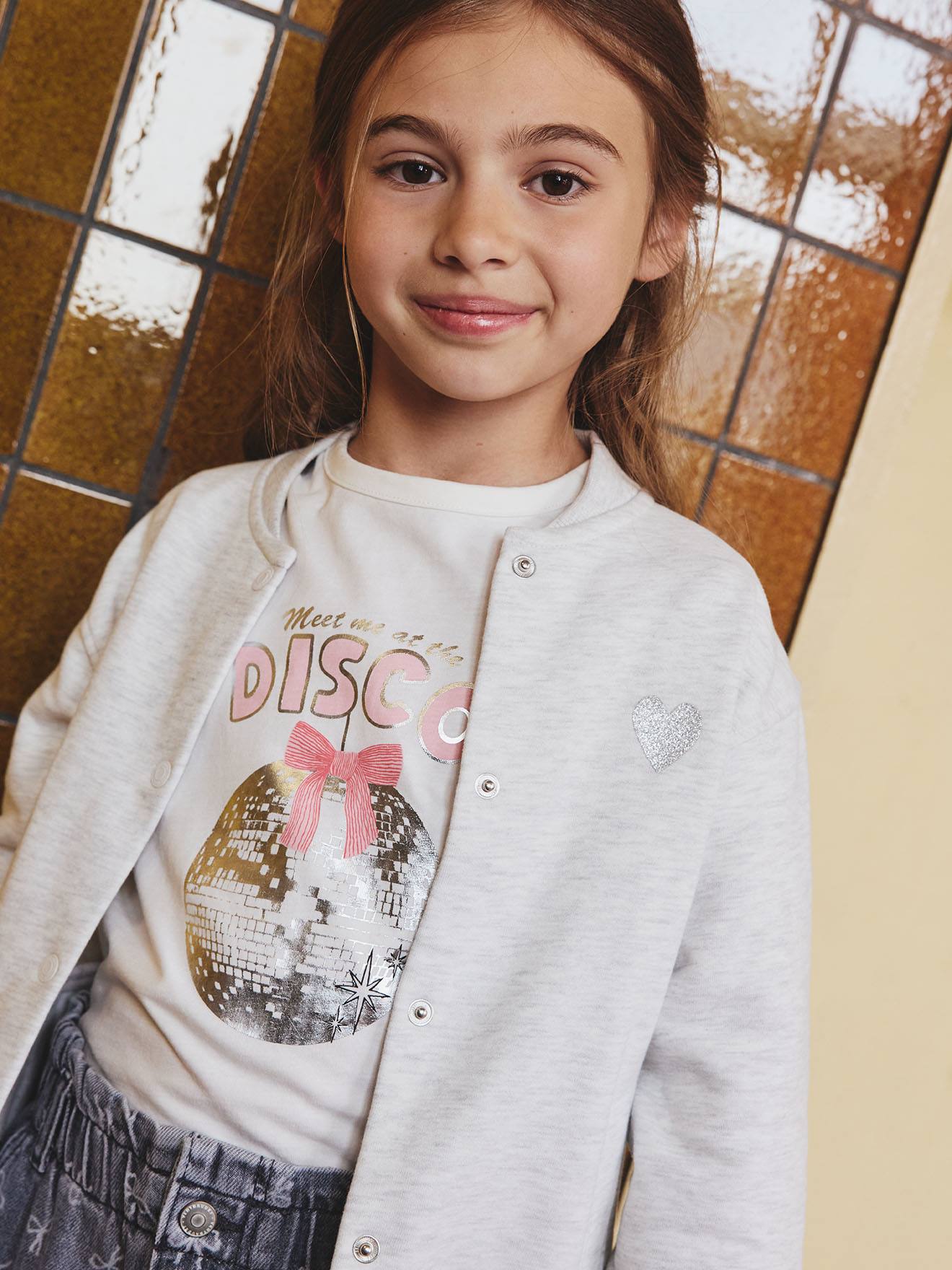 Mädchen Langarmshirt mit Metallic-Print und Recycling-Baumwolle