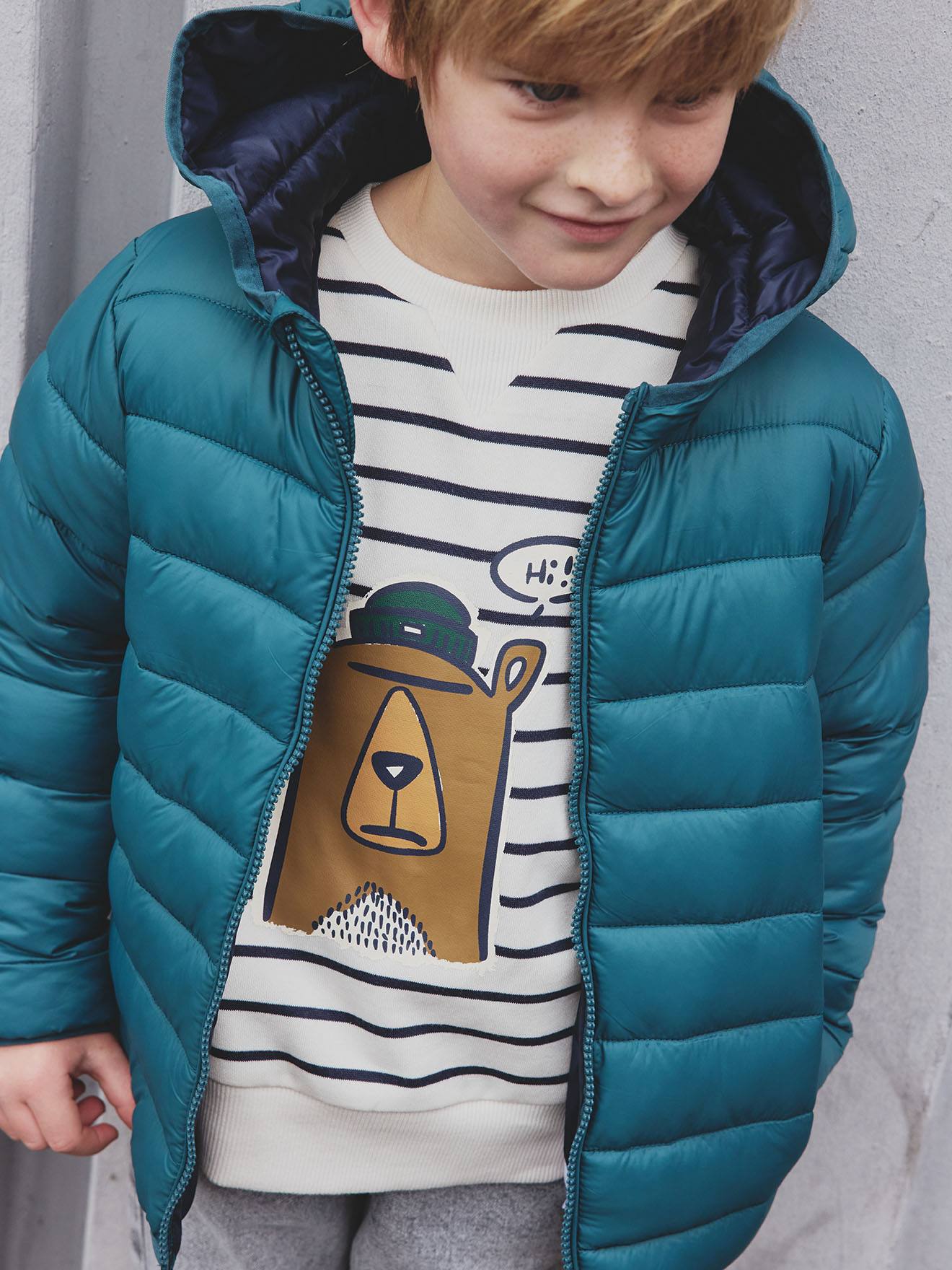 Vertbaudet Jungen Steppjacke Mit Kapuze Und Recycling-Polyester Smaragdgrün 158/164