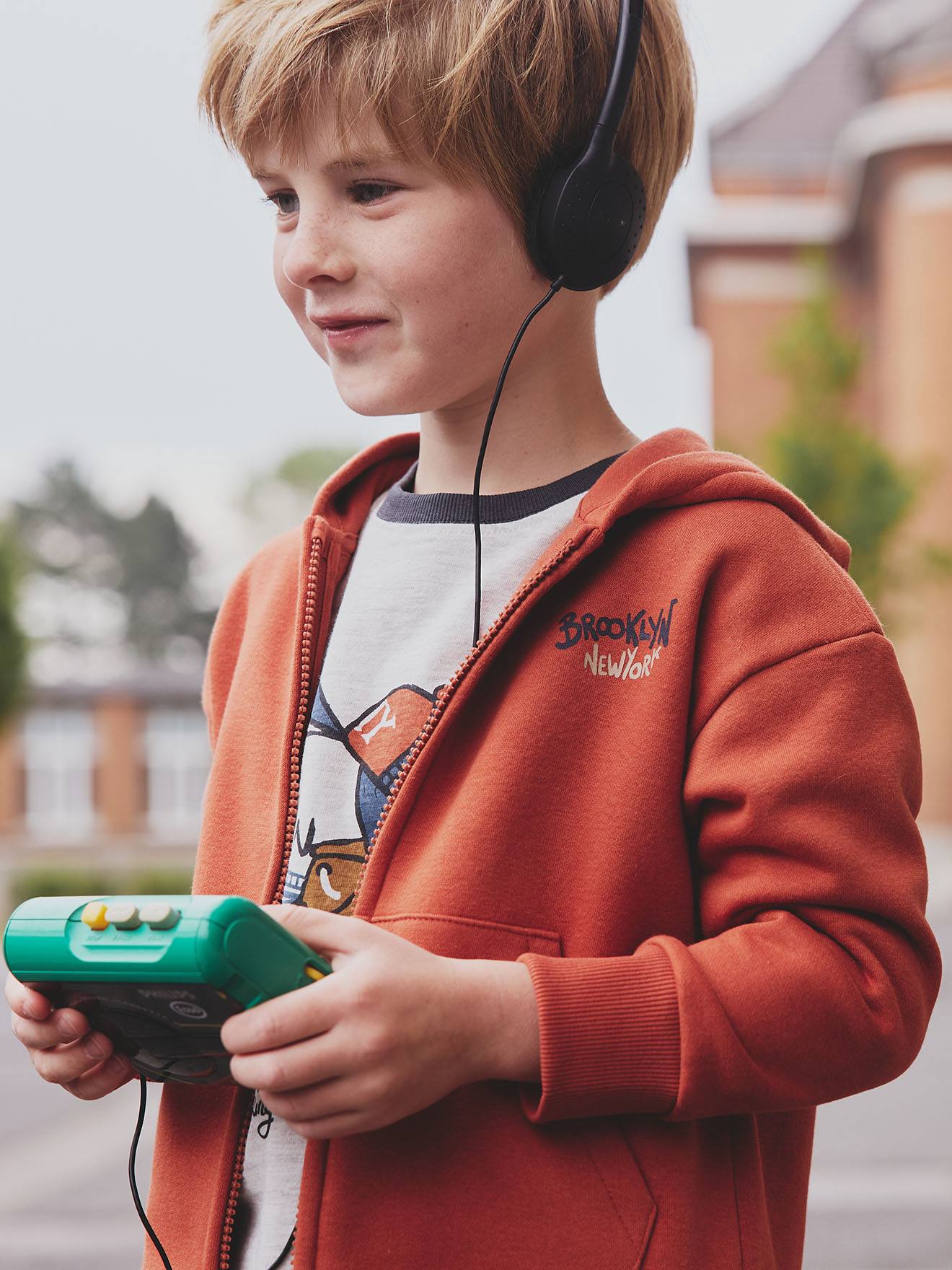 Thumbnail - Bedruckte Jungen Kapuzensweatjacke mit Recycling-Polyester