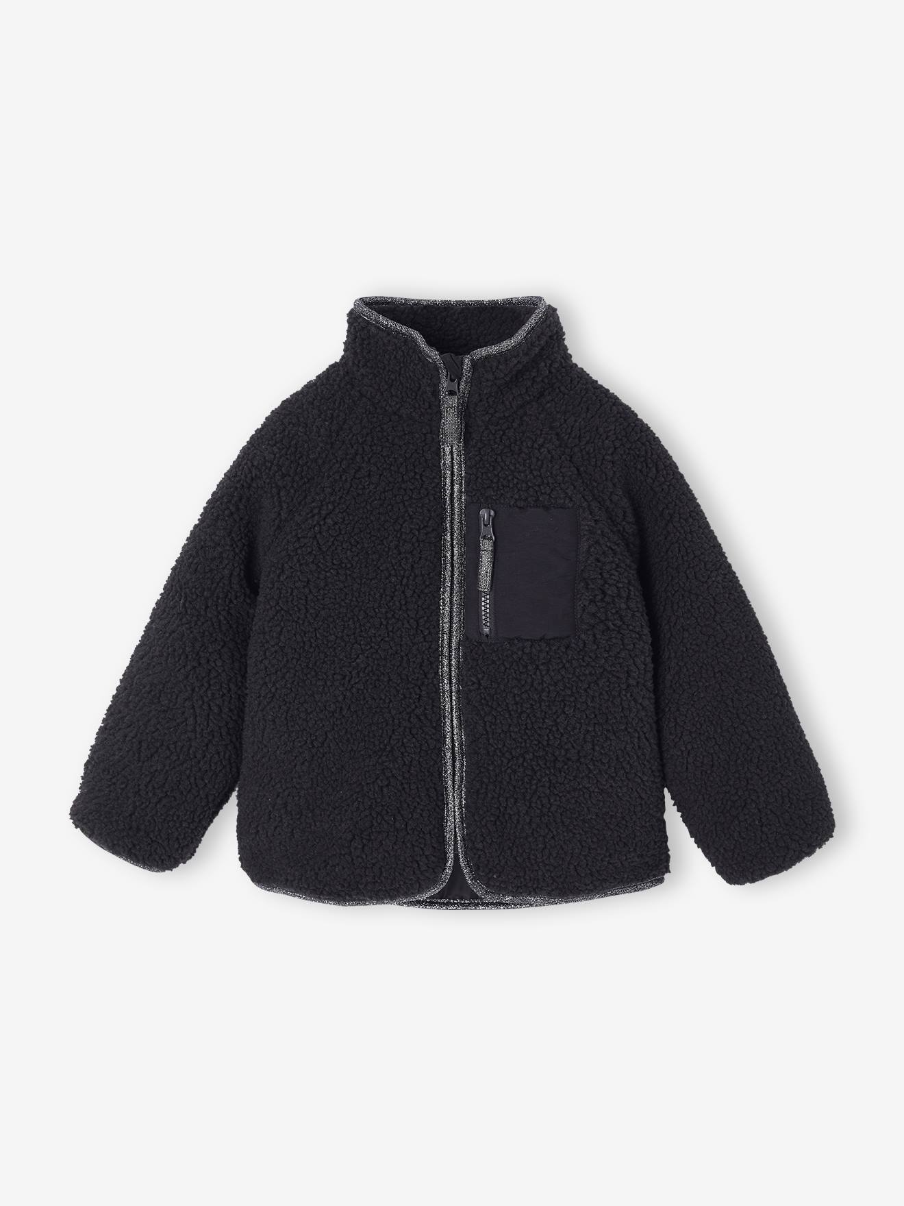 Übergangsjacke aus Teddyfleece mit er Paspelierung Mädchen