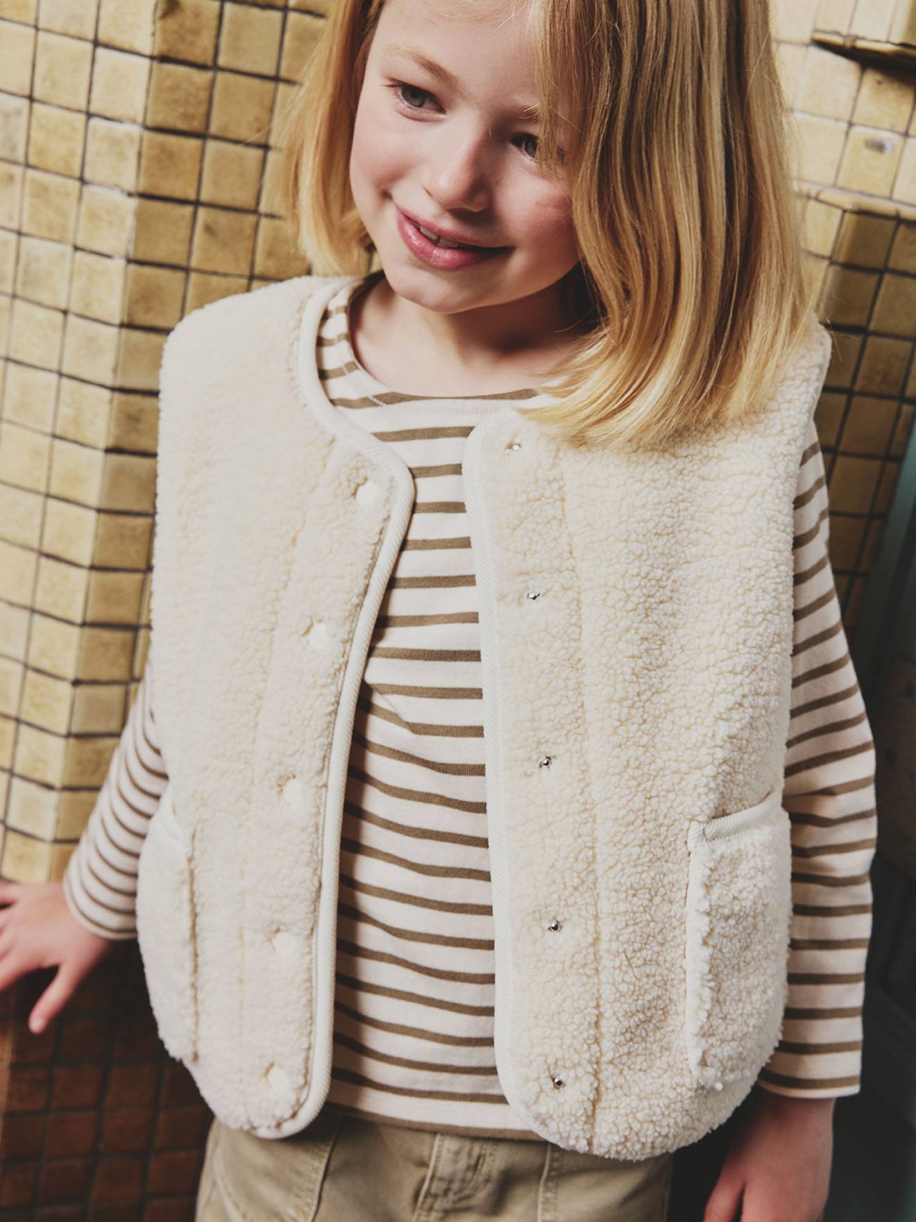 Mädchen Weste aus Teddyfleece vanille