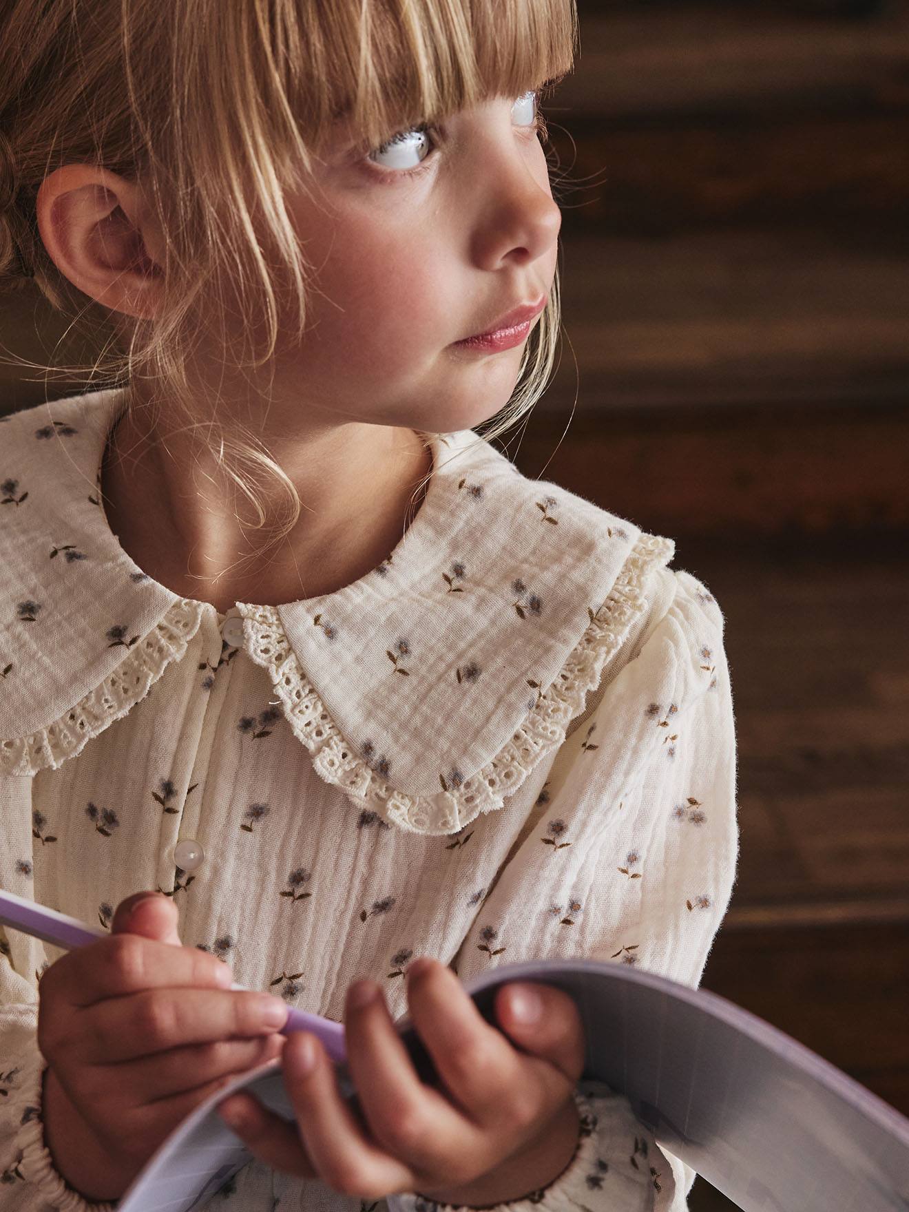 Langärmelige Mädchen Bluse aus Musselin