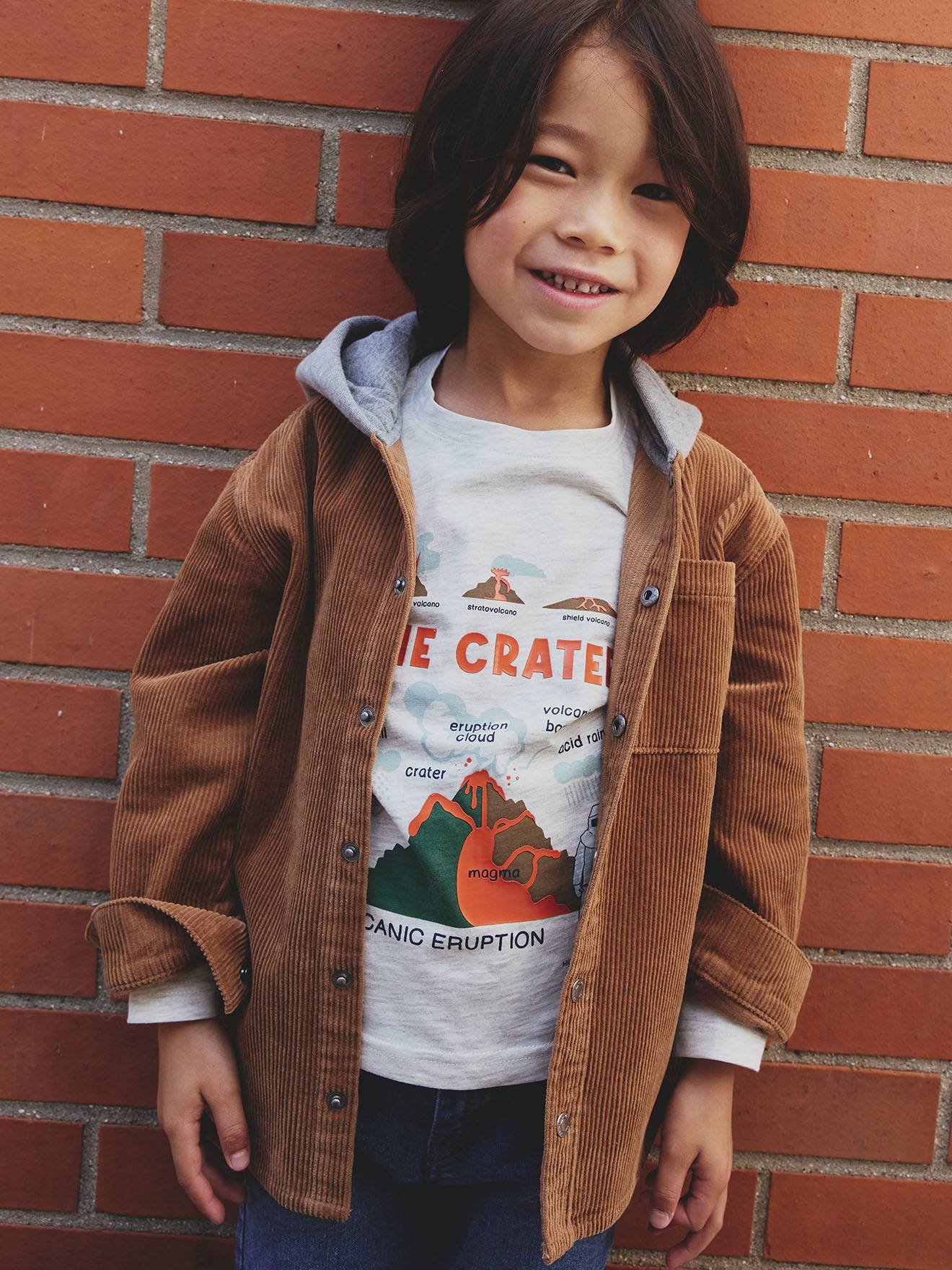 Jungen Cordhemd mit Sweat-Kapuze camel