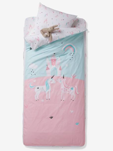 Kinder Schlafsack-Set ,,Einhörner' mit Innendecke - rosa - 1