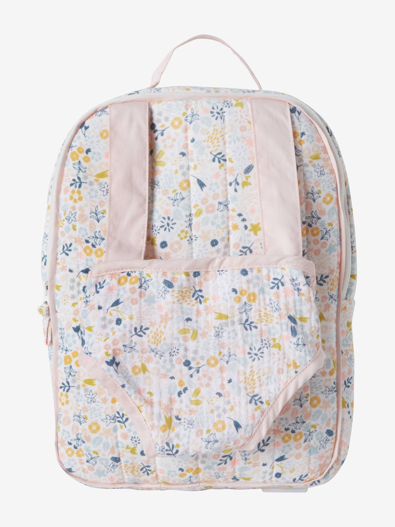 Kinder Tragerucksack für Puppenbabys weiß blumenzauber von vertbaudet