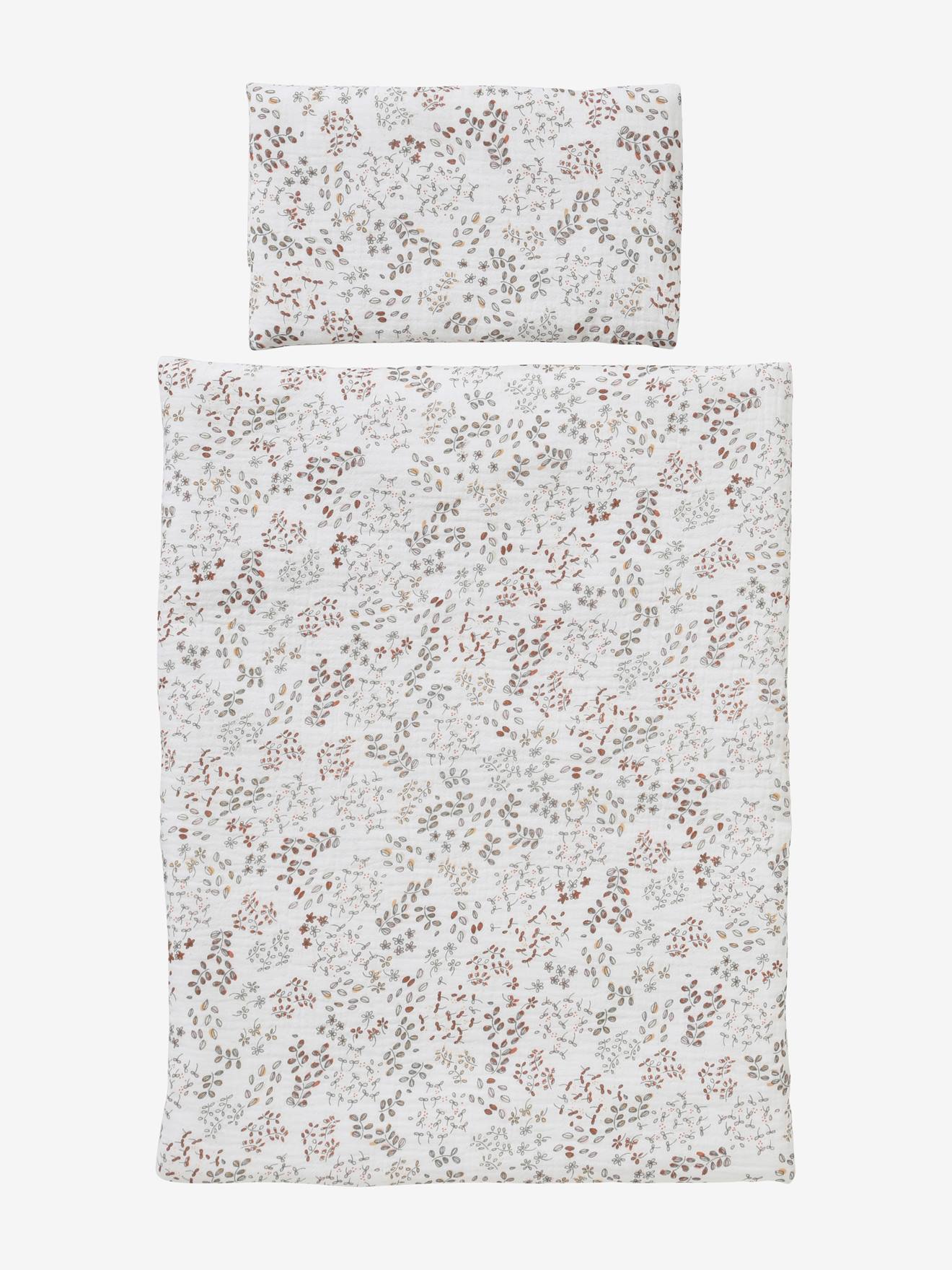 Vertbaudet Puppen-Bettwäsche Mini Flora Weiß Geblümt Mini Flora Einheitsgröße