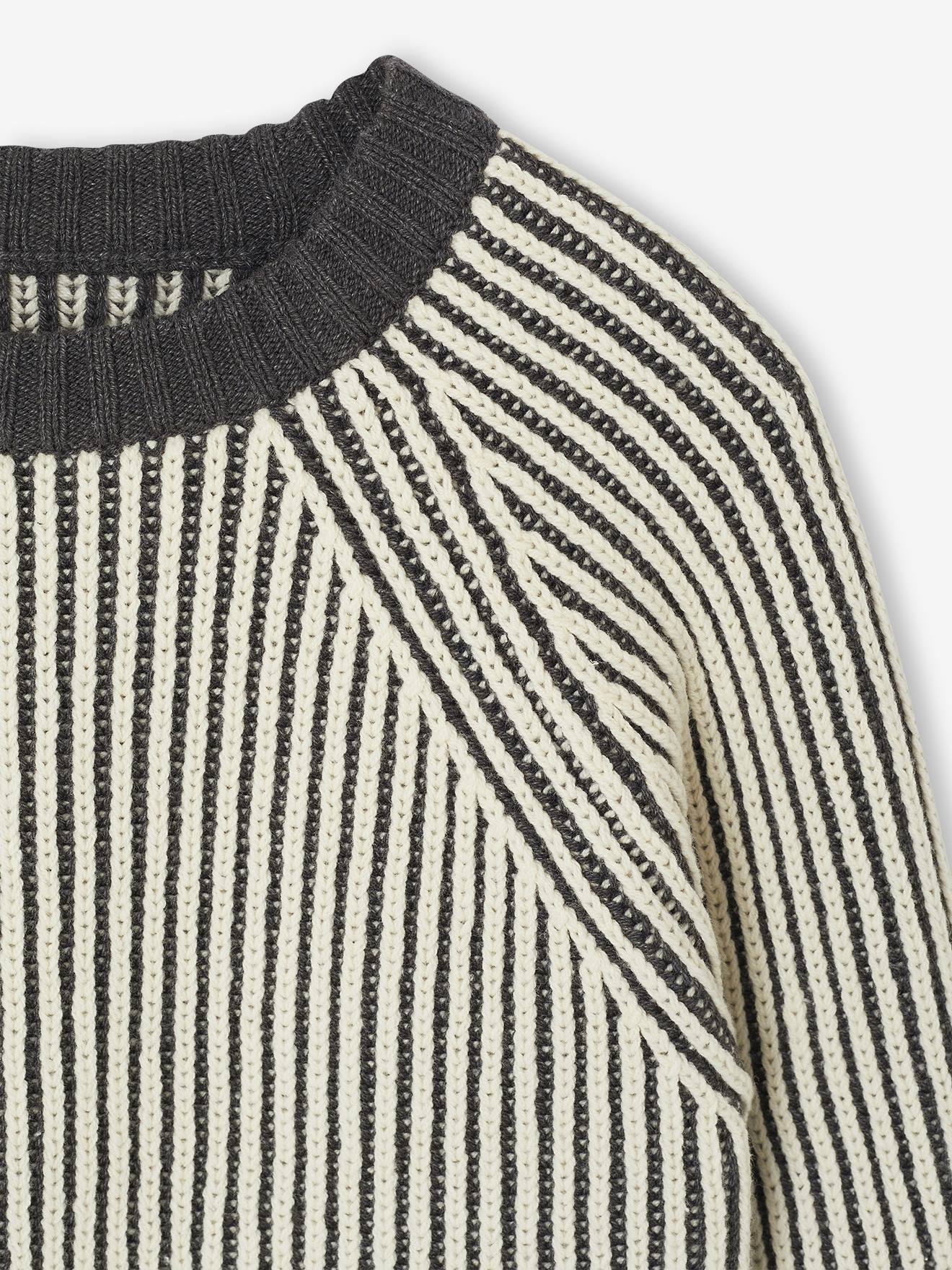 Thumbnail - Zweifarbiger Jungen Strickpullover