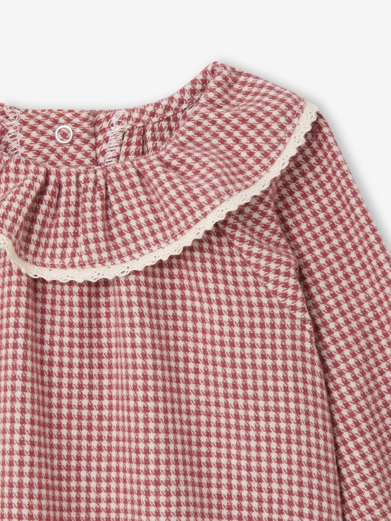 Thumbnail - Mädchen Flanellbluse mit Vichykaro und Rüschenkragen