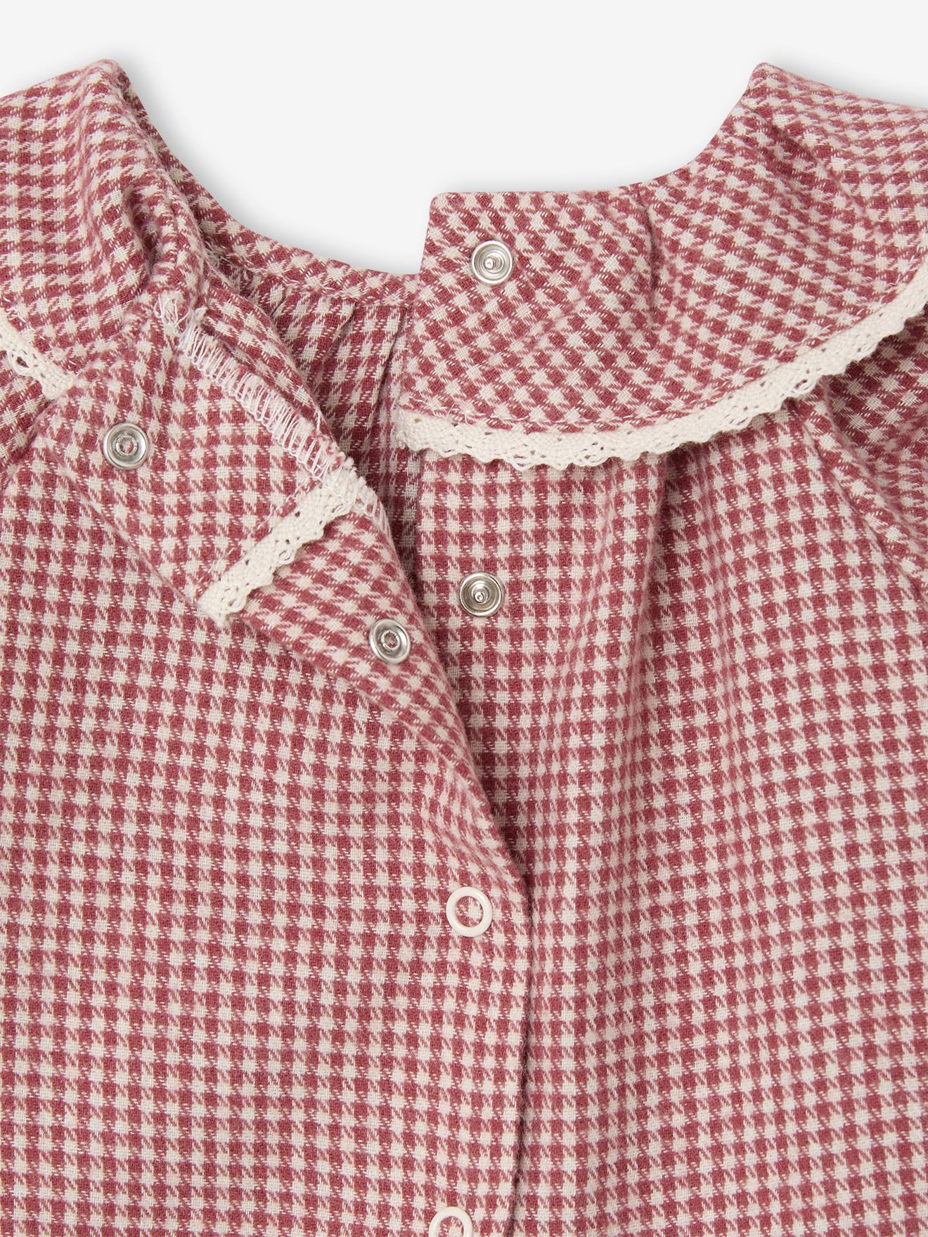 Thumbnail - Mädchen Flanellbluse mit Vichykaro und Rüschenkragen