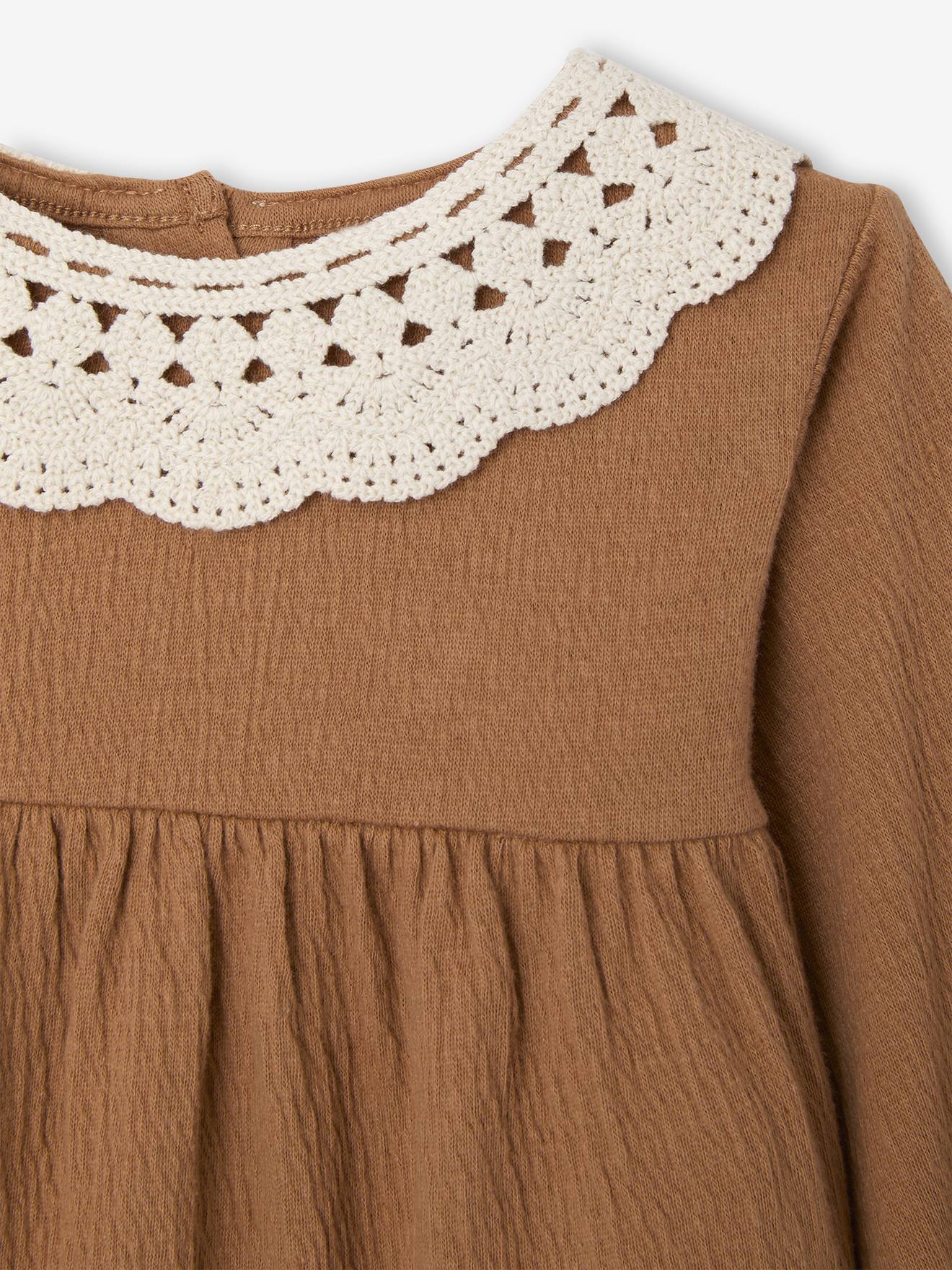 Thumbnail - Baby Blusenshirt aus Crinkle-Jersey mit Häkelkragen