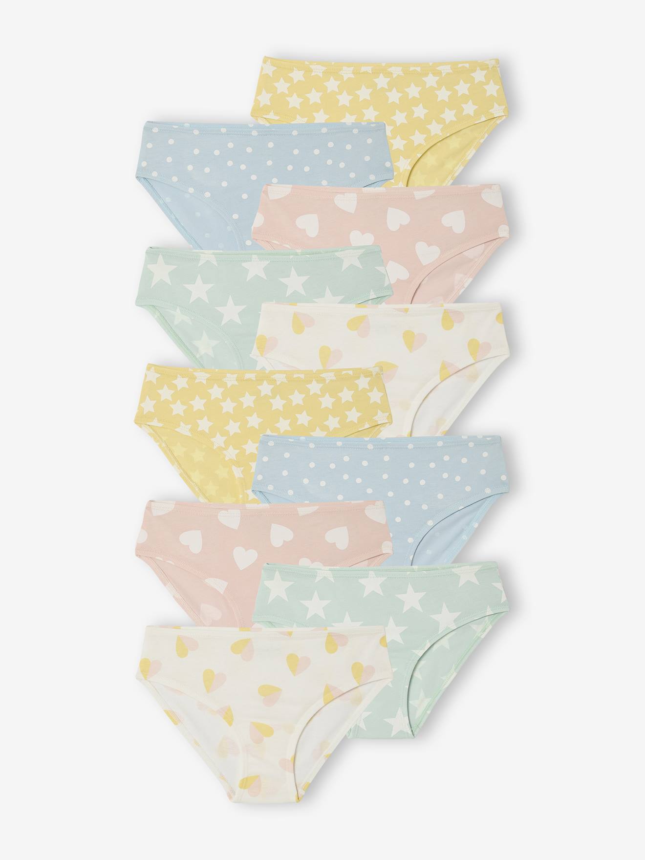 10er-Pack Slips mit Herz- & Sternenmuster, Mädchen rosa Gr. 146/152 von vertbaudet