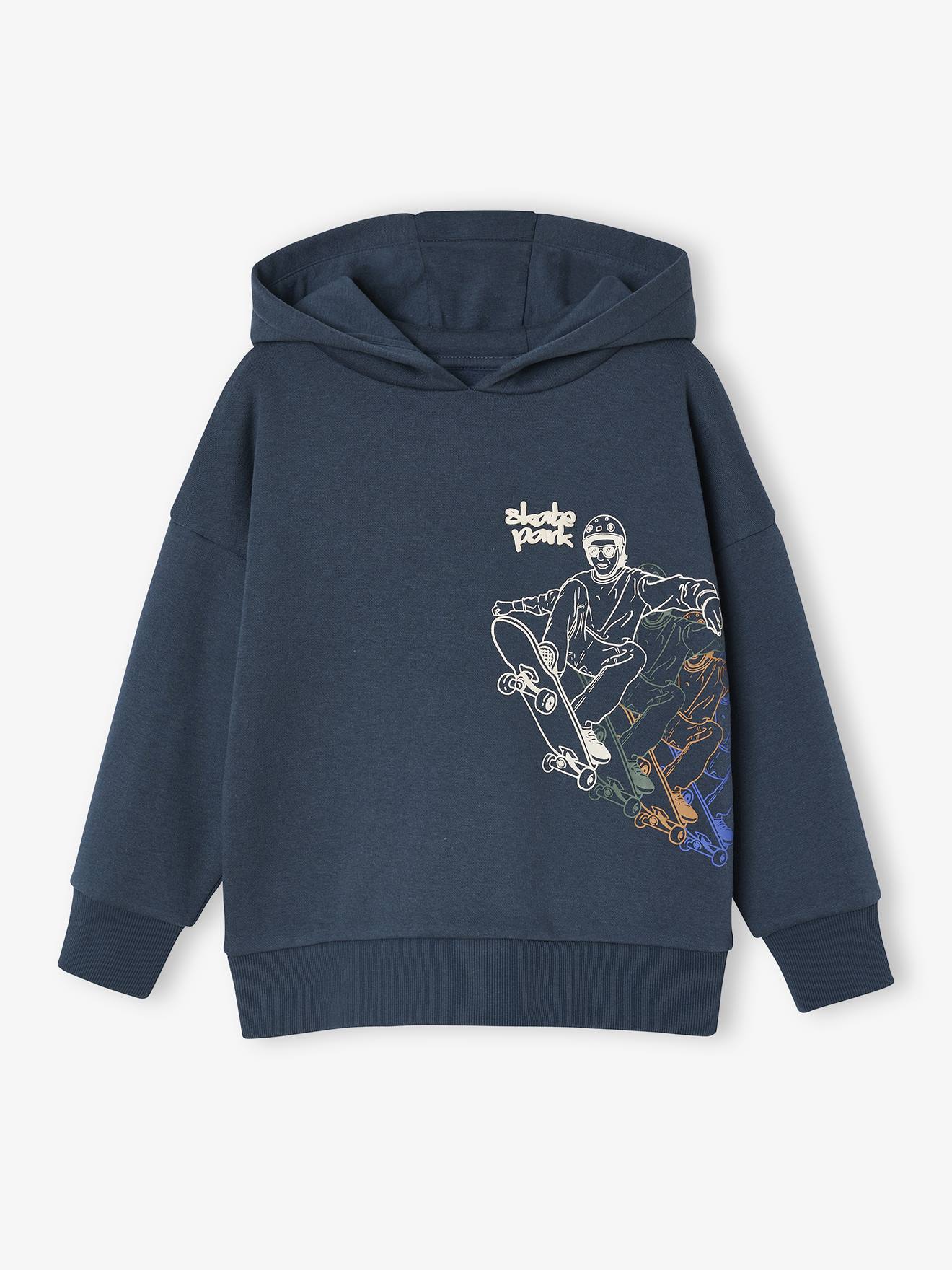 Jungen Kapuzensweatshirt mit Skate-Print grau Gr. 98/104 von vertbaudet