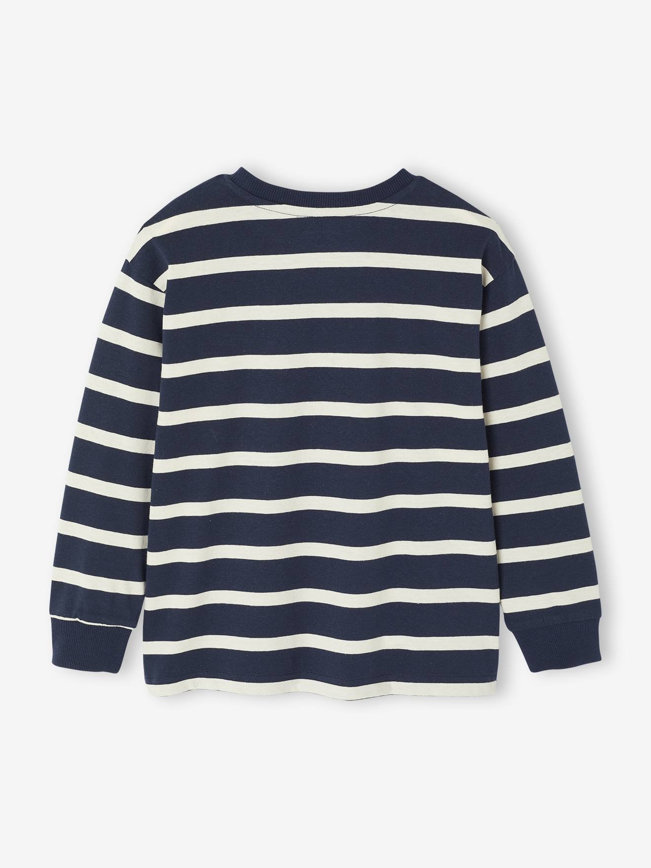 Thumbnail - Gestreiftes Jungen Rundhals-Shirt mit Recycling-Baumwolle