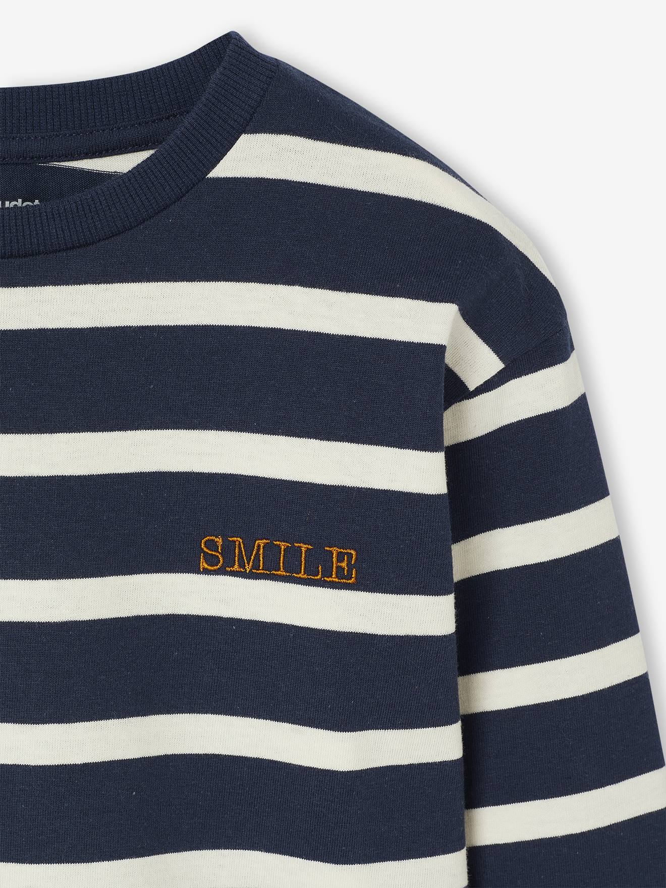 Thumbnail - Gestreiftes Jungen Rundhals-Shirt mit Recycling-Baumwolle