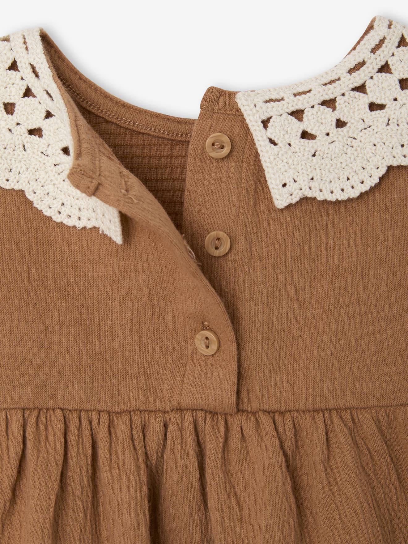 Thumbnail - Baby Blusenshirt aus Crinkle-Jersey mit Häkelkragen