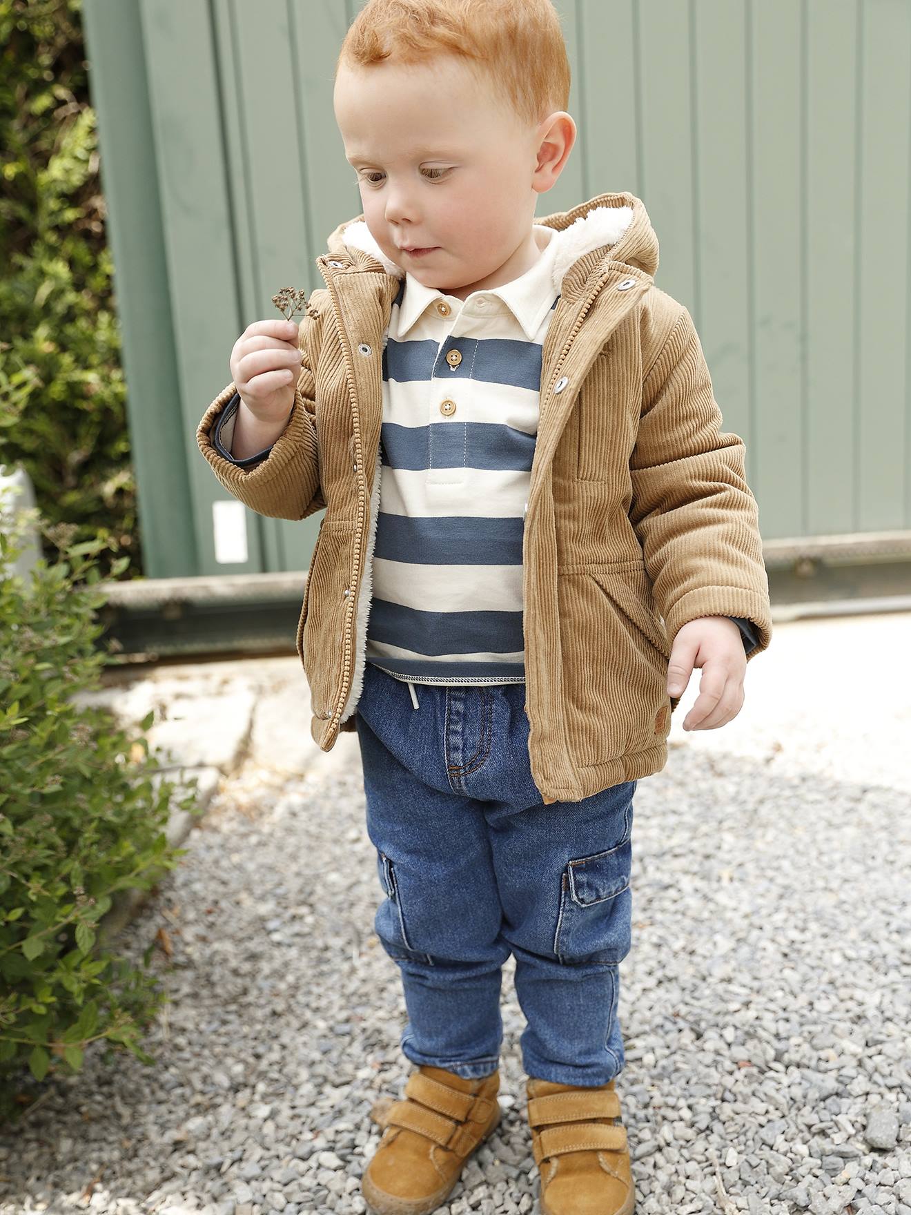 Vertbaudet Baby Cordjacke Mit Fellimitat-Futter Karamell Größe 74