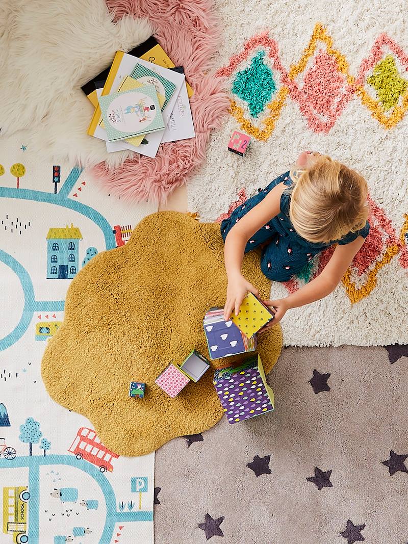 Vertbaudet Teppich "Wolke" für Kinderzimmer in hellgrau