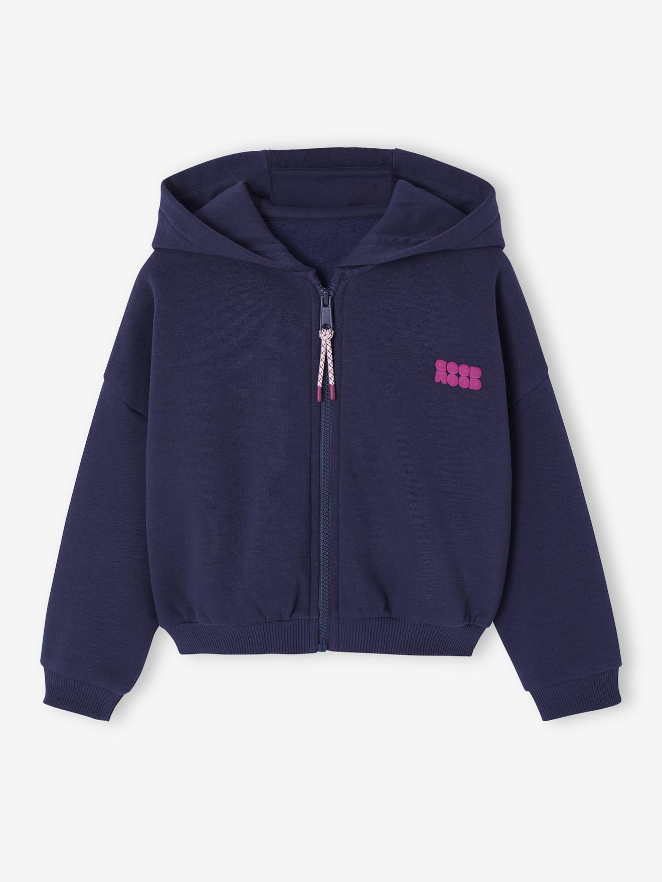 Mädchen Cropped-Kapuzensweatjacke mit Recycling-Material
