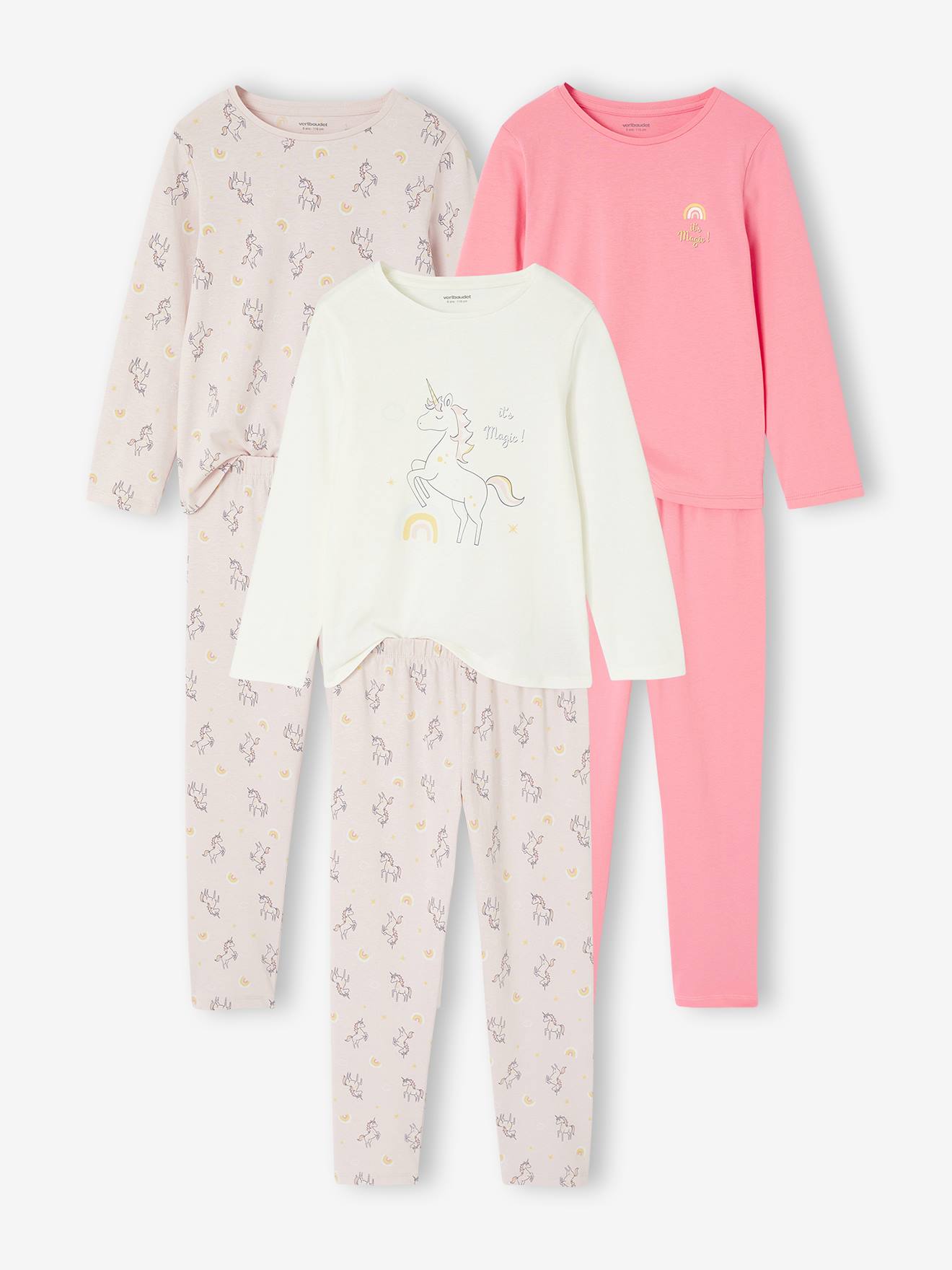 3er-Pack Mädchen Schlafanzüge mit Einhorn-Motiven
