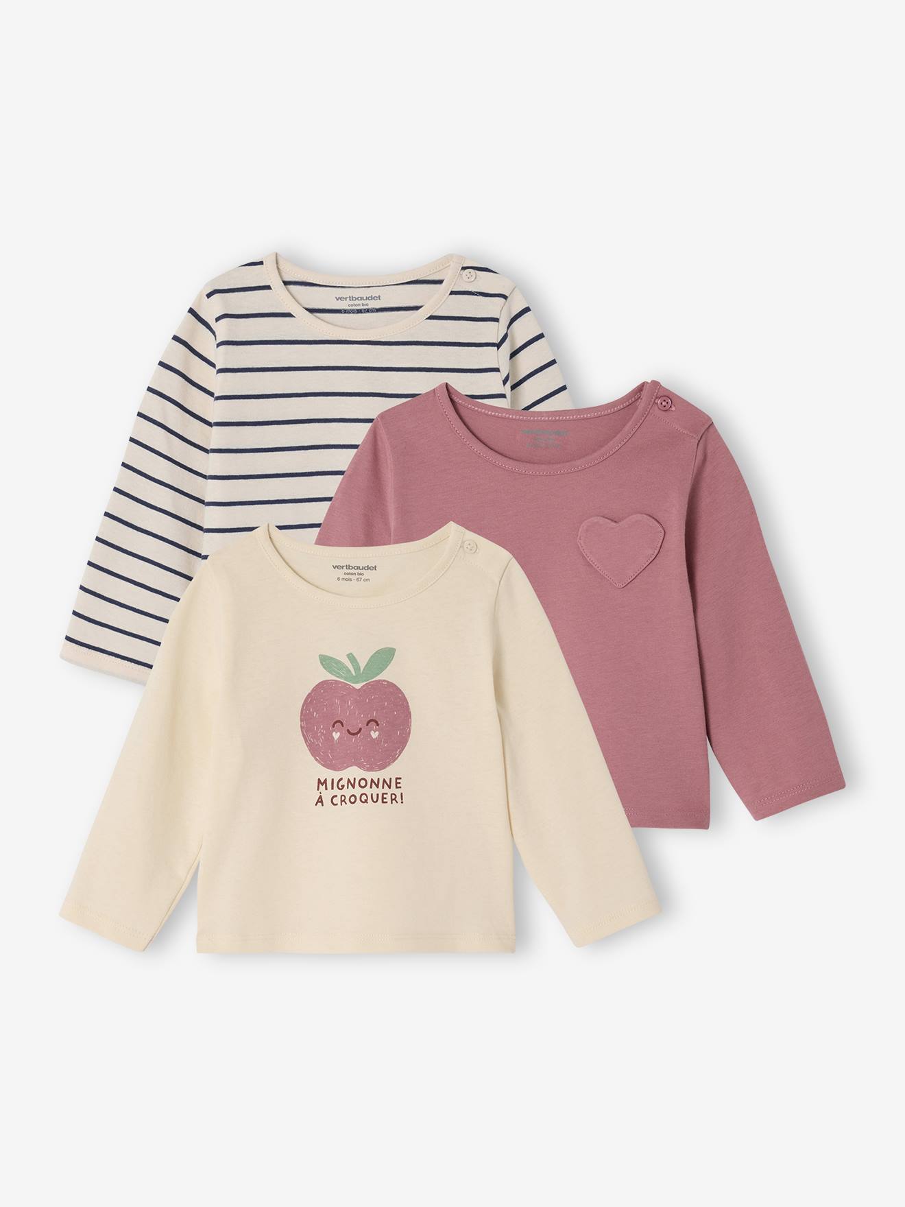 3er-Pack Baby Langarmshirts BASIC