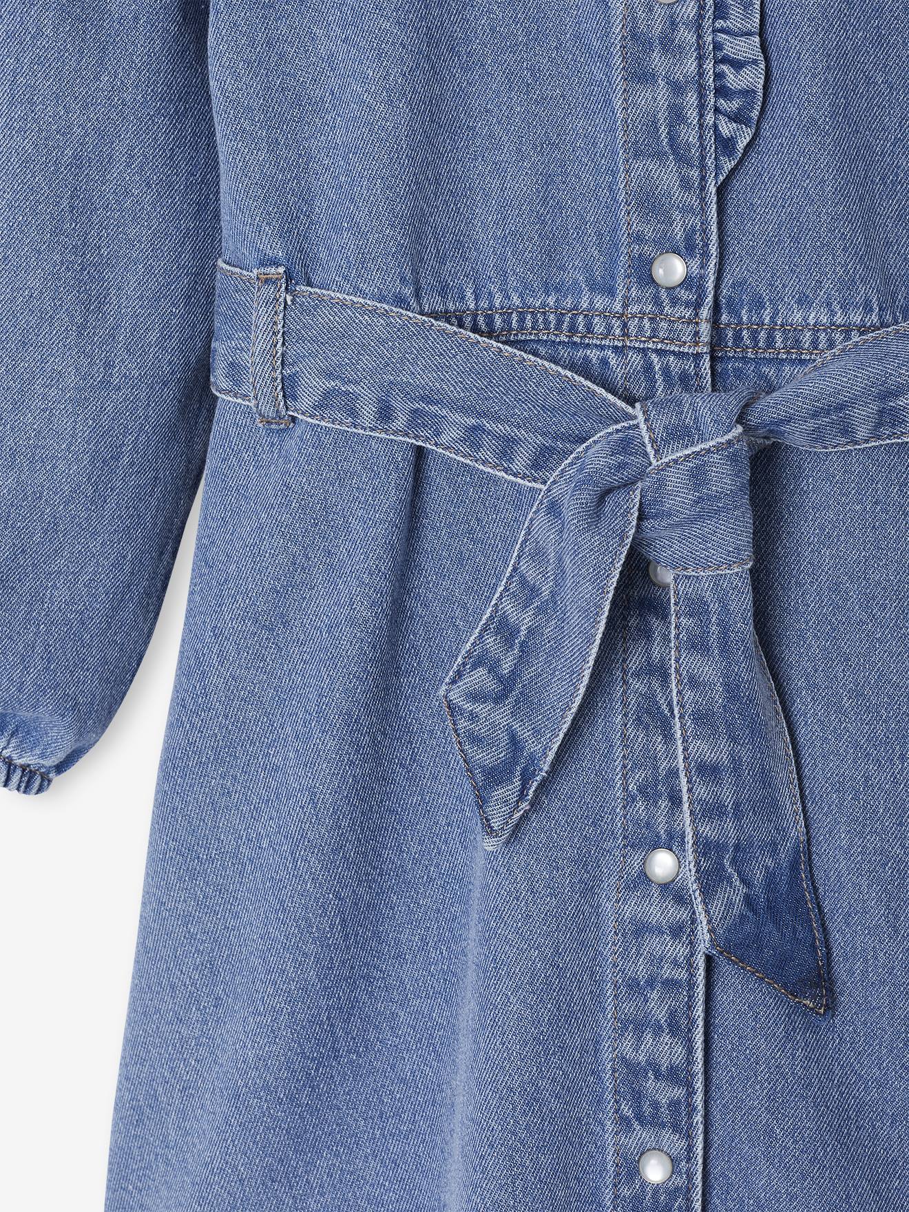 Thumbnail - Jeanskleid mit verspielten Details und Gürtel