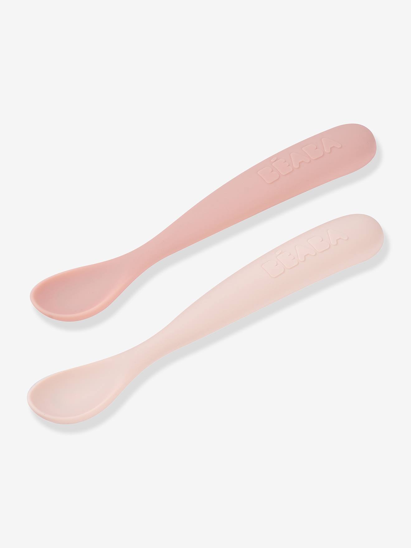 Thumbnail - 2er-Set ergonomische Babylöffel aus Silikon BEABA hell