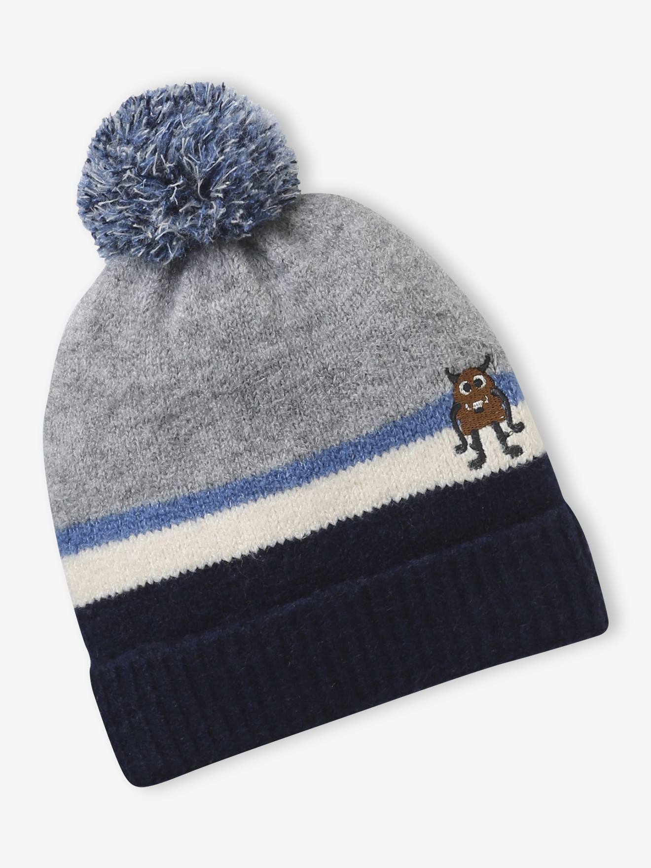 Strickmütze mit Monster-Motiv für Jungen grau Gr. 86/98 von vertbaudet