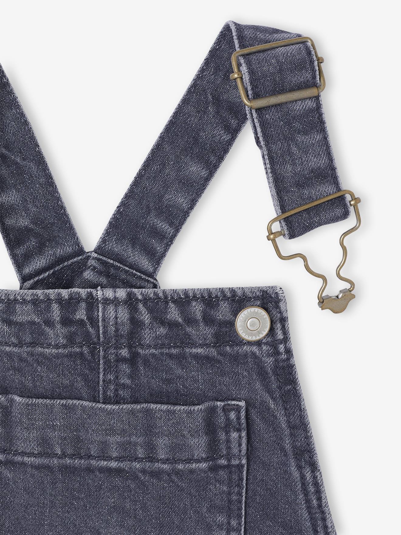 Thumbnail - Mädchen Jeans-Latzhose mit weitem Bein denim
