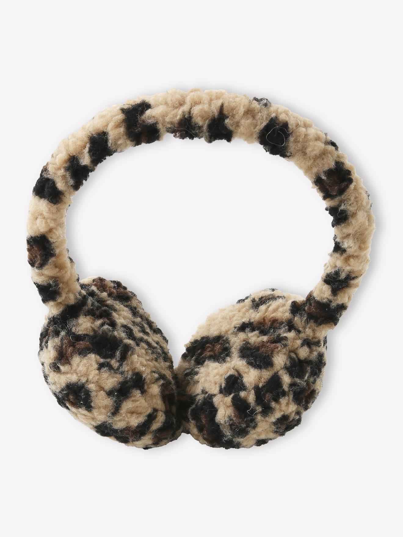 Thumbnail - Mädchen Ohrenschützer aus Teddyfleece mit Leopardenmuster