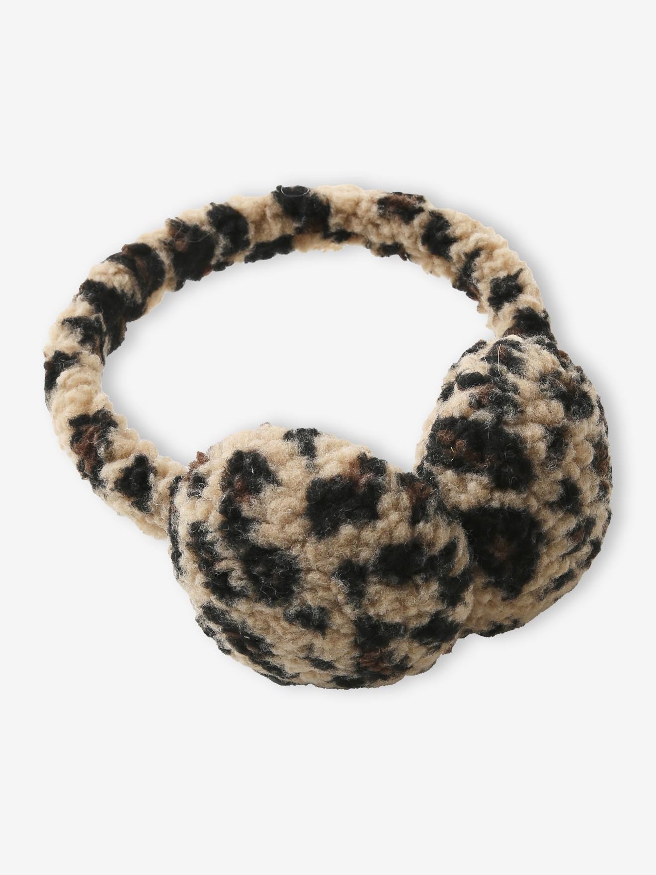 Thumbnail - Mädchen Ohrenschützer aus Teddyfleece mit Leopardenmuster