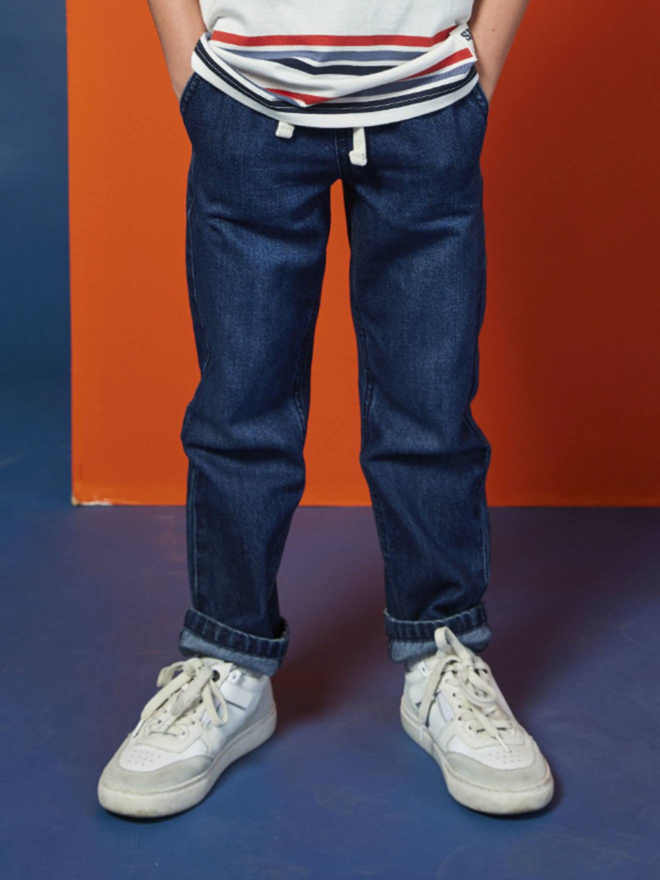 Weite Jungen Jeans mit Dehnbund und Kordelzug